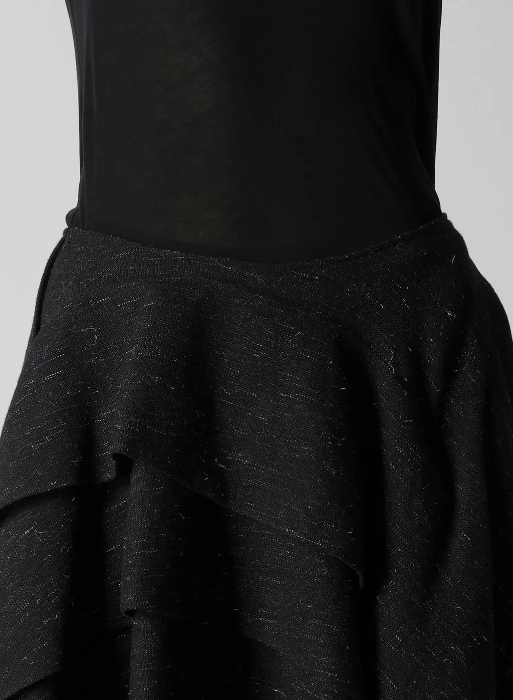Woolen Tweed R Draped Tuck St Skirt