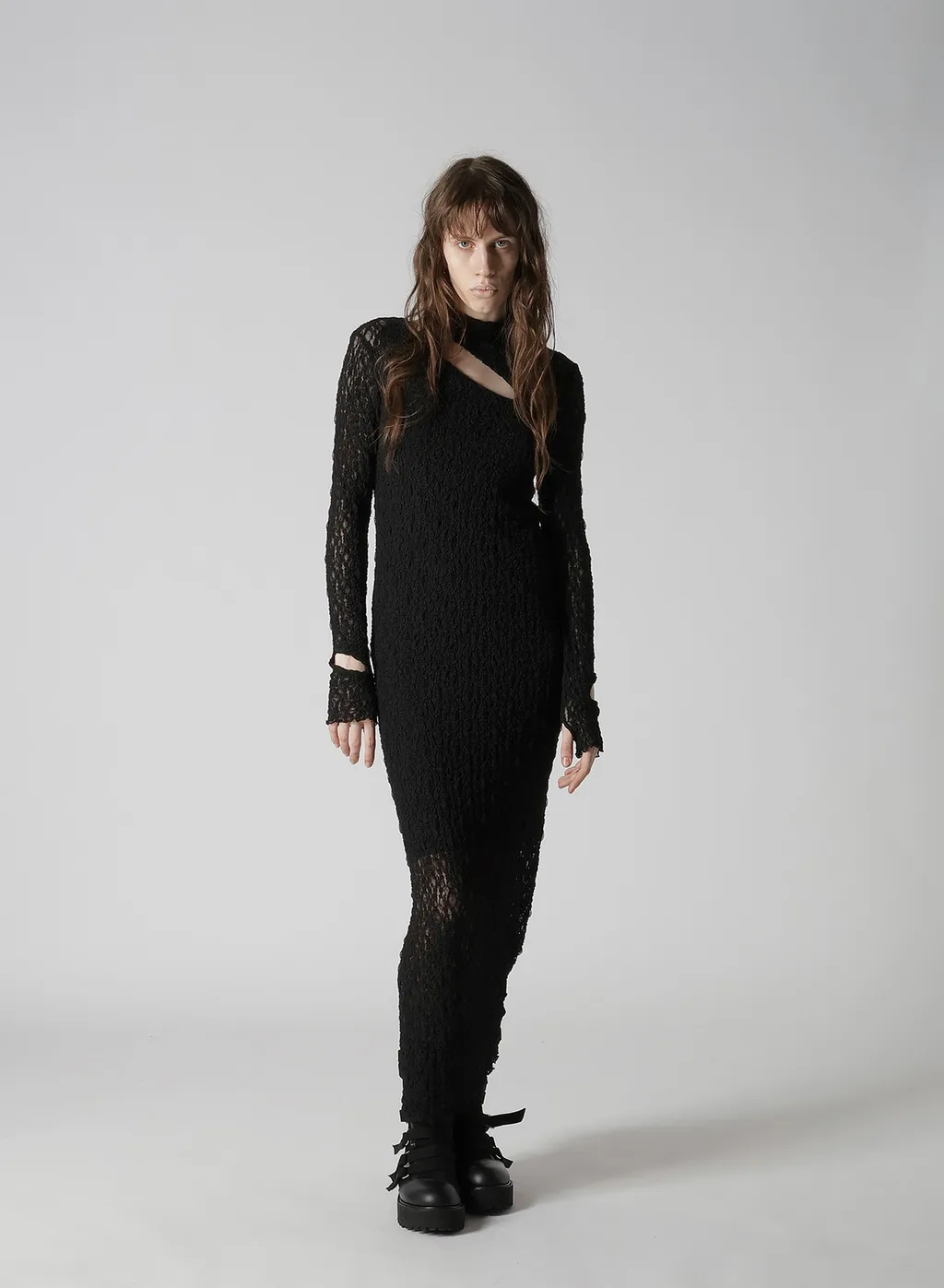Flower Shirring Slit Dress