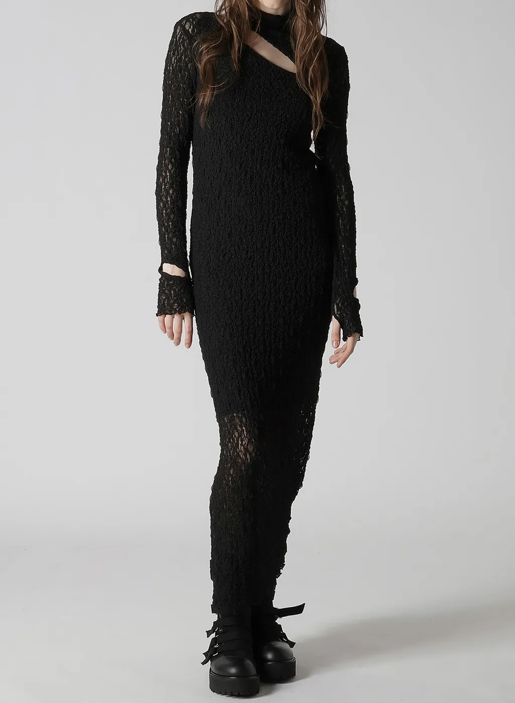 Flower Shirring Slit Dress