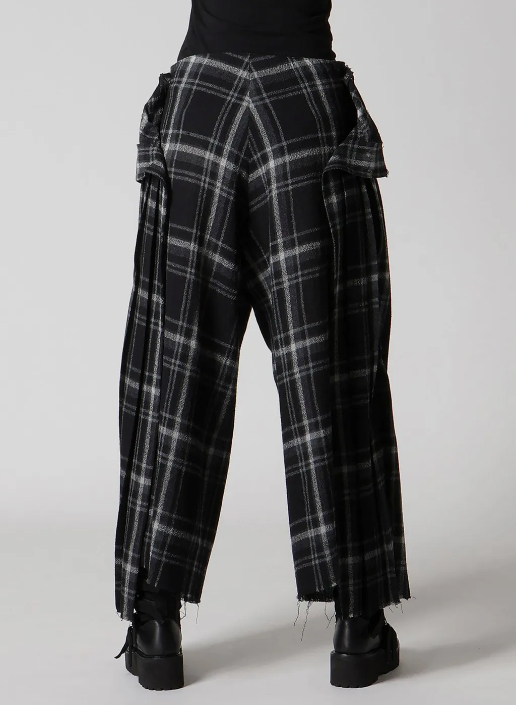 Plaid Pattern Pleats Pants