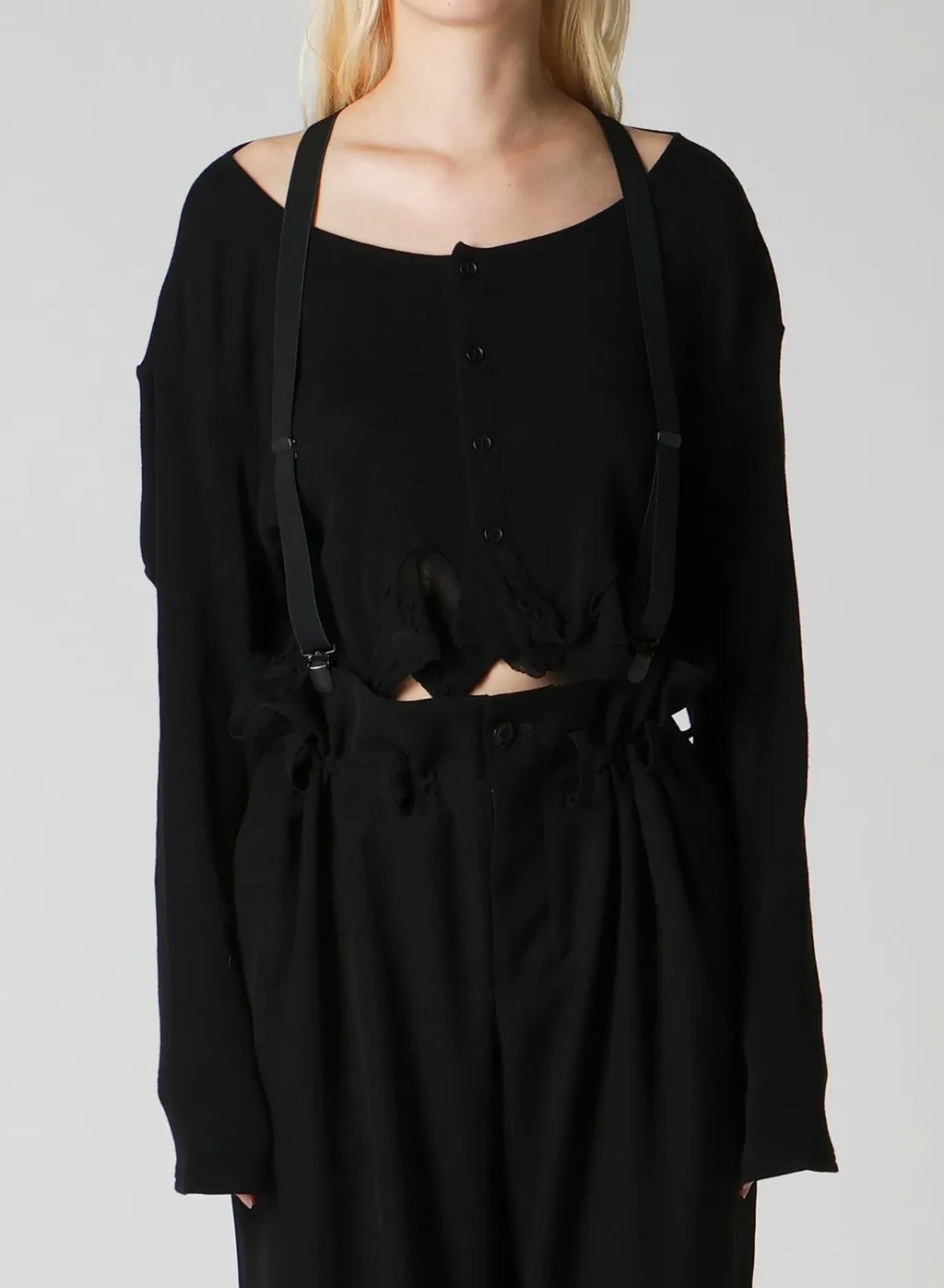 Frilled Jacquard Puff Cardigan