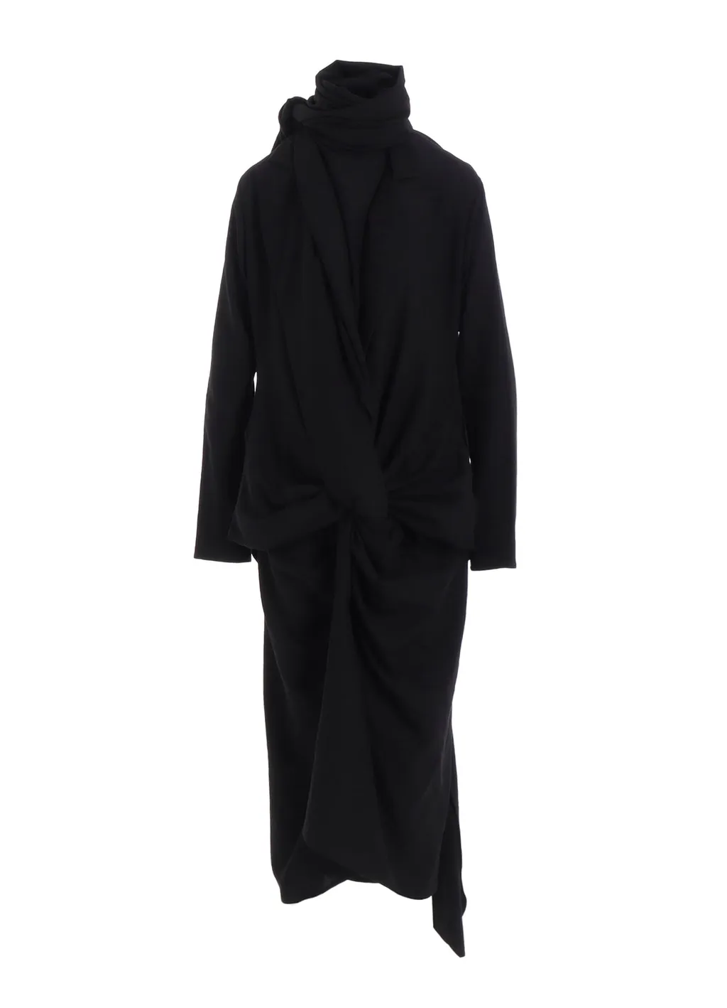 Milled Gabardine Twist Dress With Scarf
