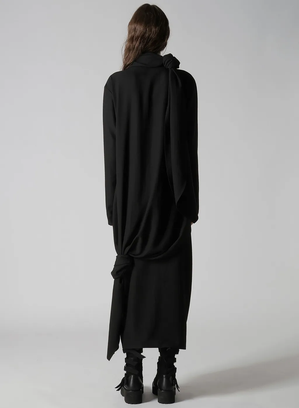 Milled Gabardine Twist Dress With Scarf