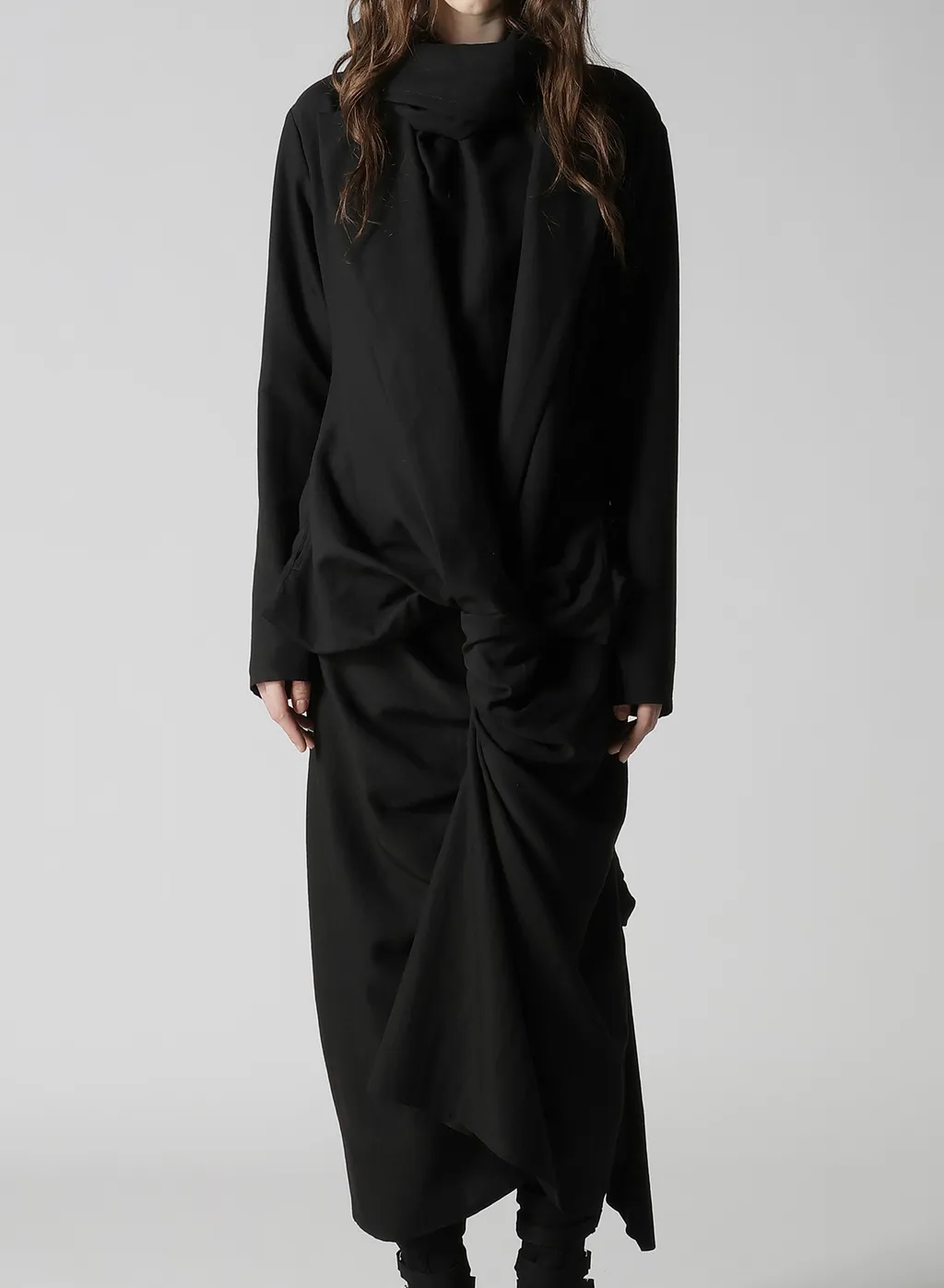 Milled Gabardine Twist Dress With Scarf