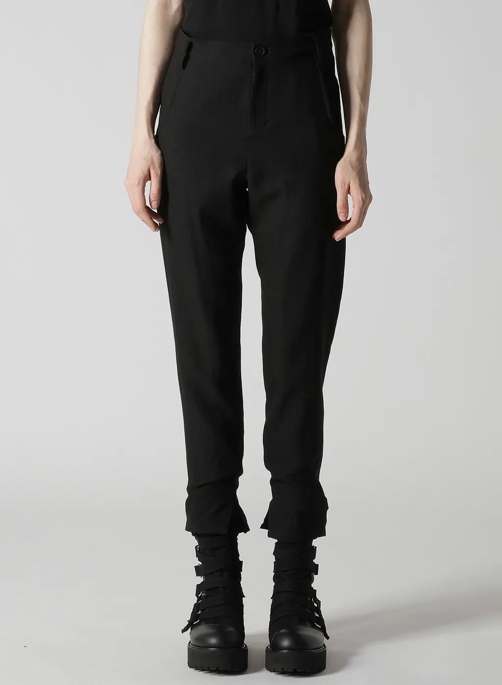 Milled Gabardine Slit Slim Pants