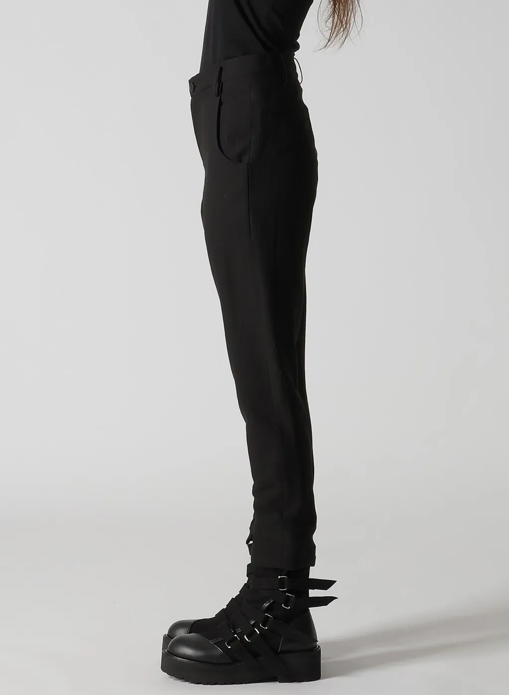 Milled Gabardine Slit Slim Pants