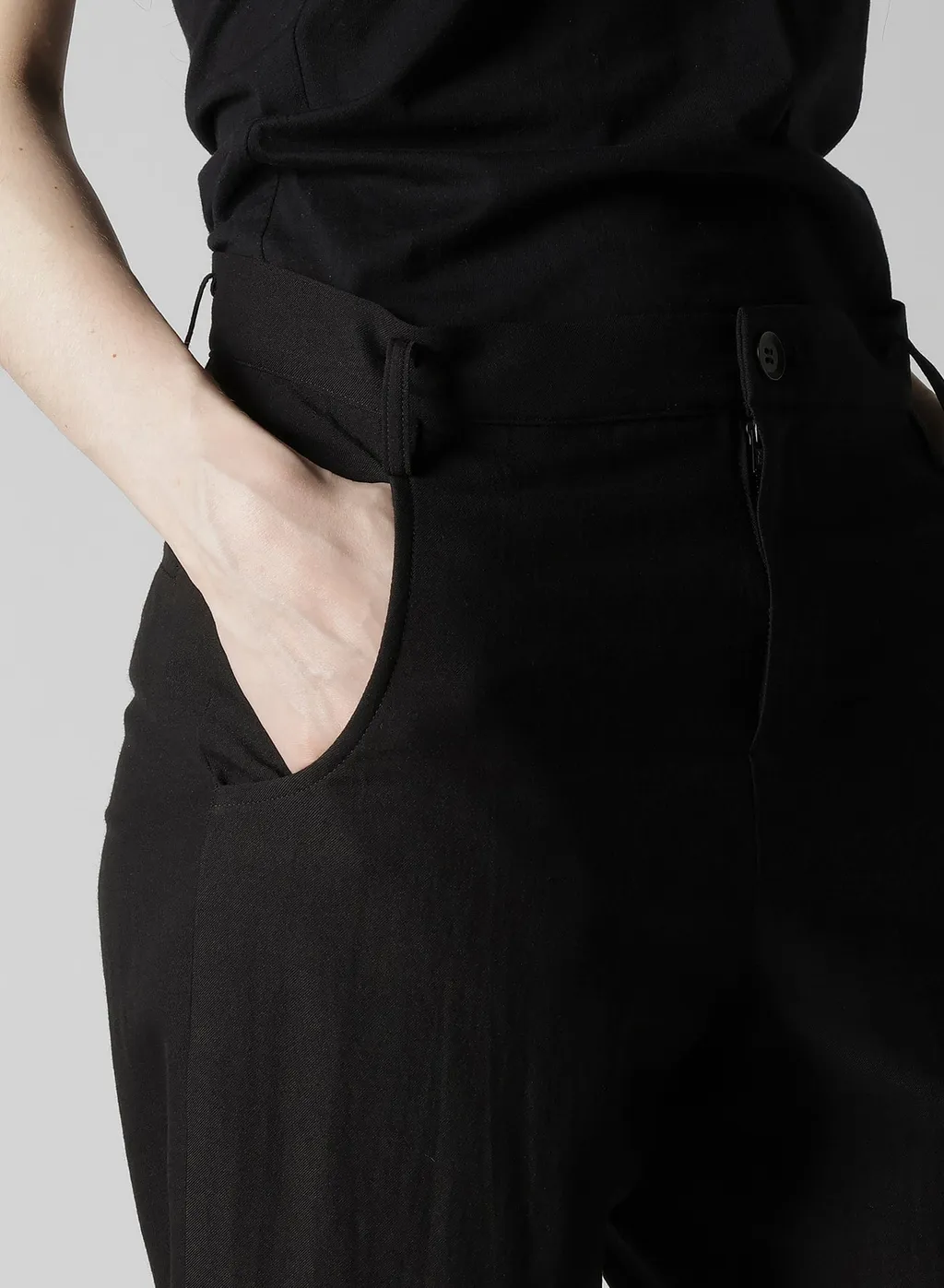 Milled Gabardine Slit Slim Pants