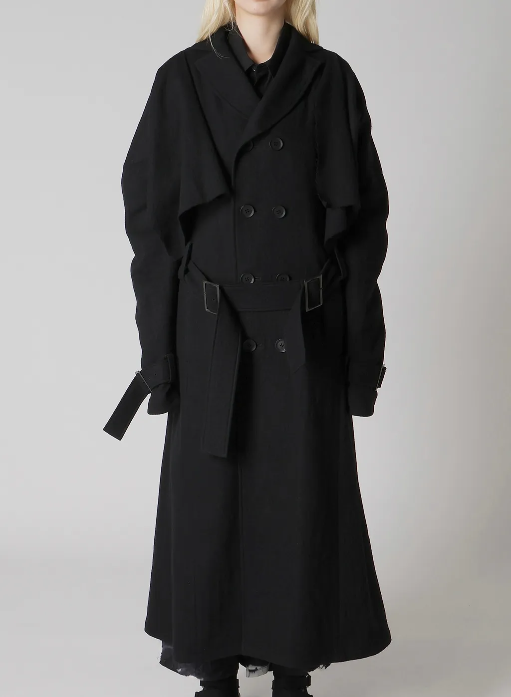 Shrinked Serge Trench Coat With Belt