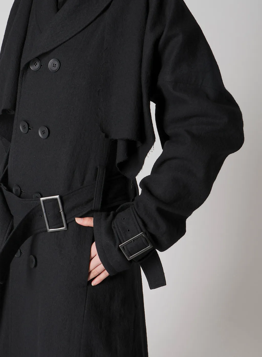 Shrinked Serge Trench Coat With Belt