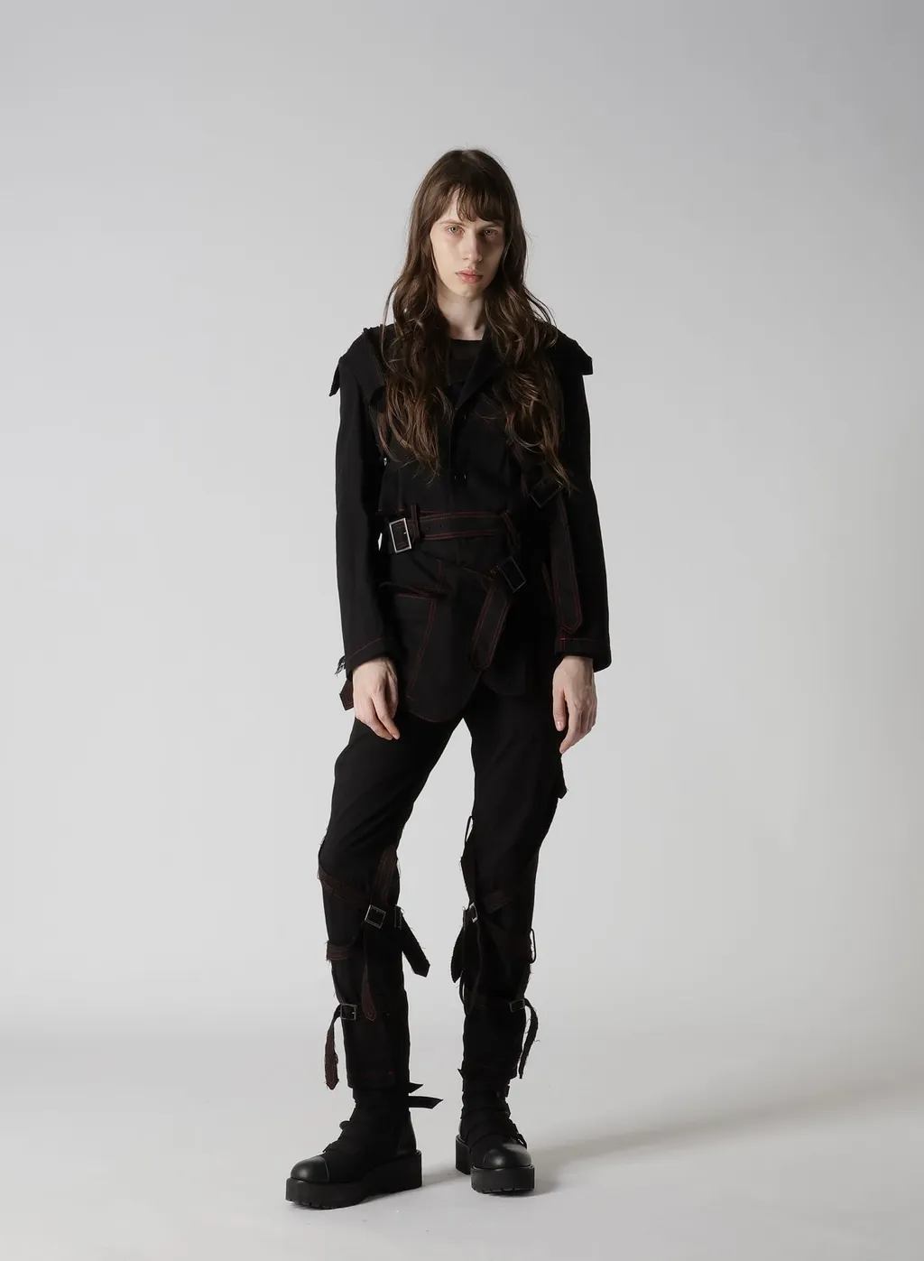 Black Denim Belted Jacket
