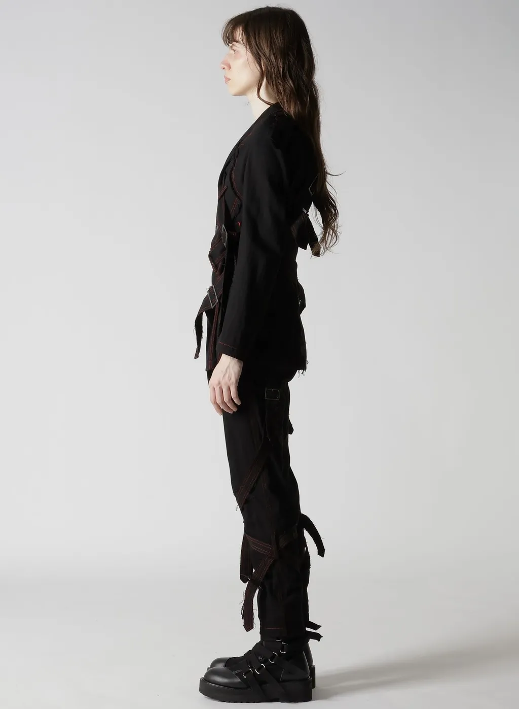 Black Denim Belted Jacket