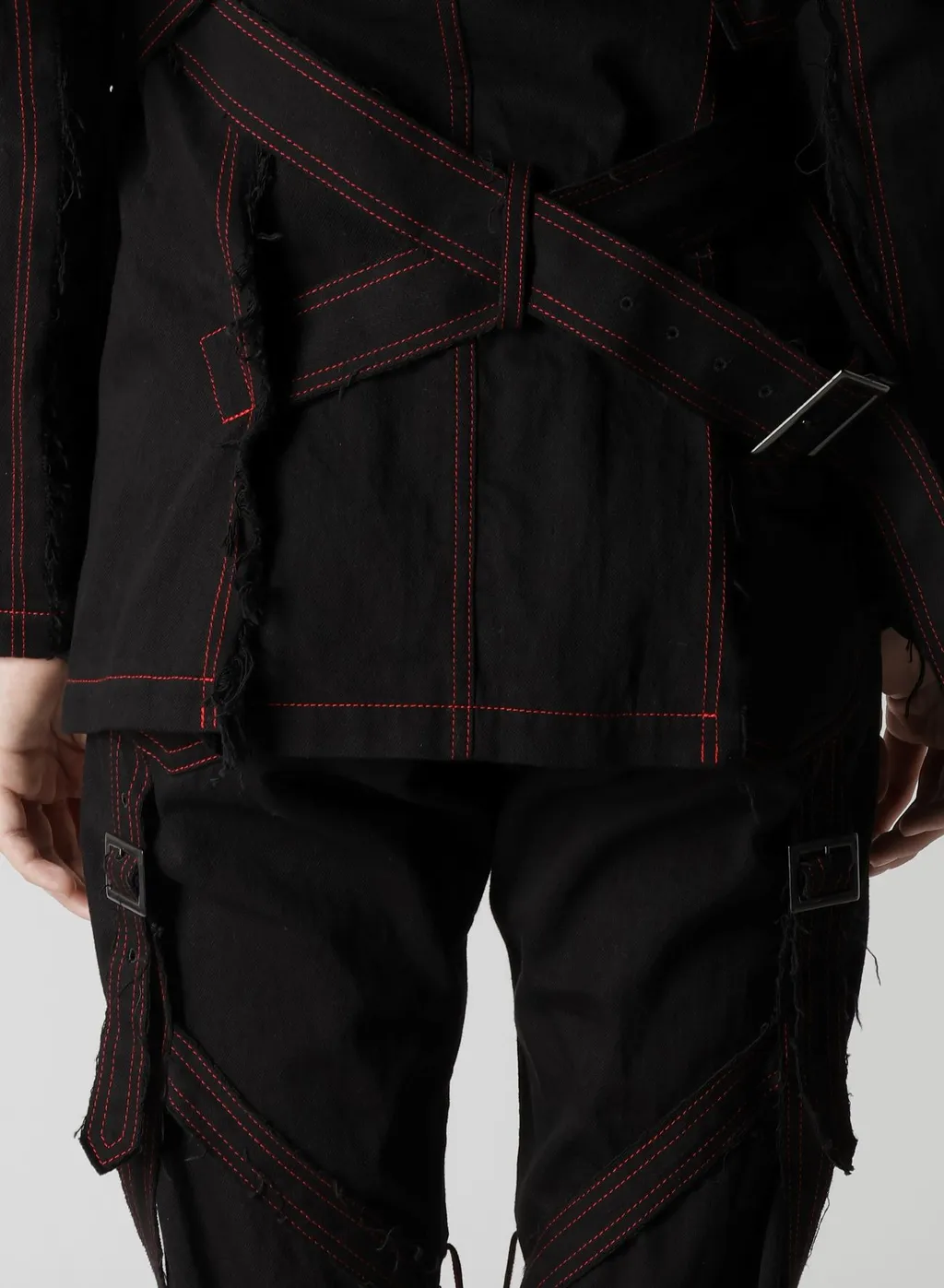 Black Denim Belted Jacket