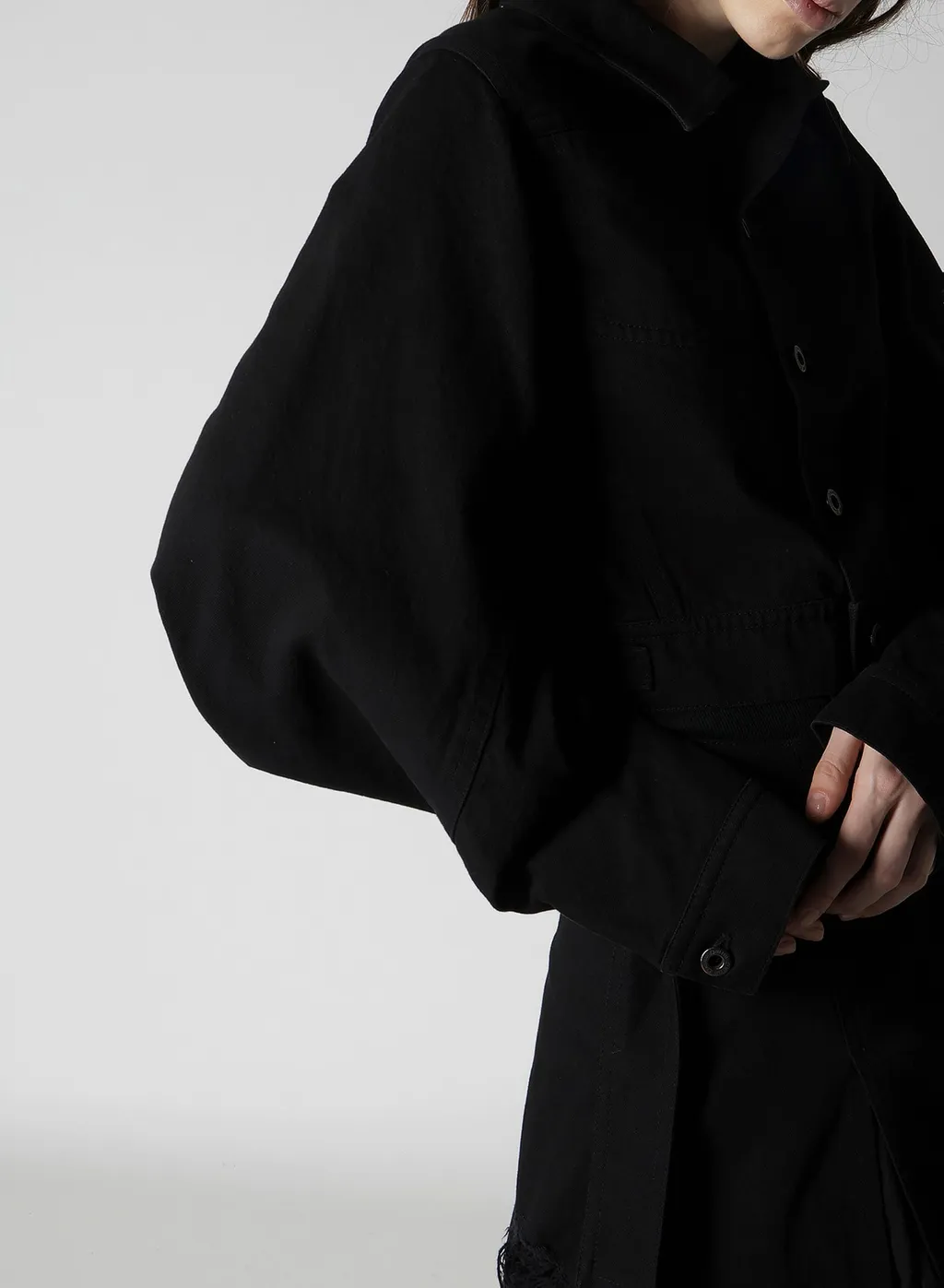 Damaged Denim Designed Sleeve Jacket