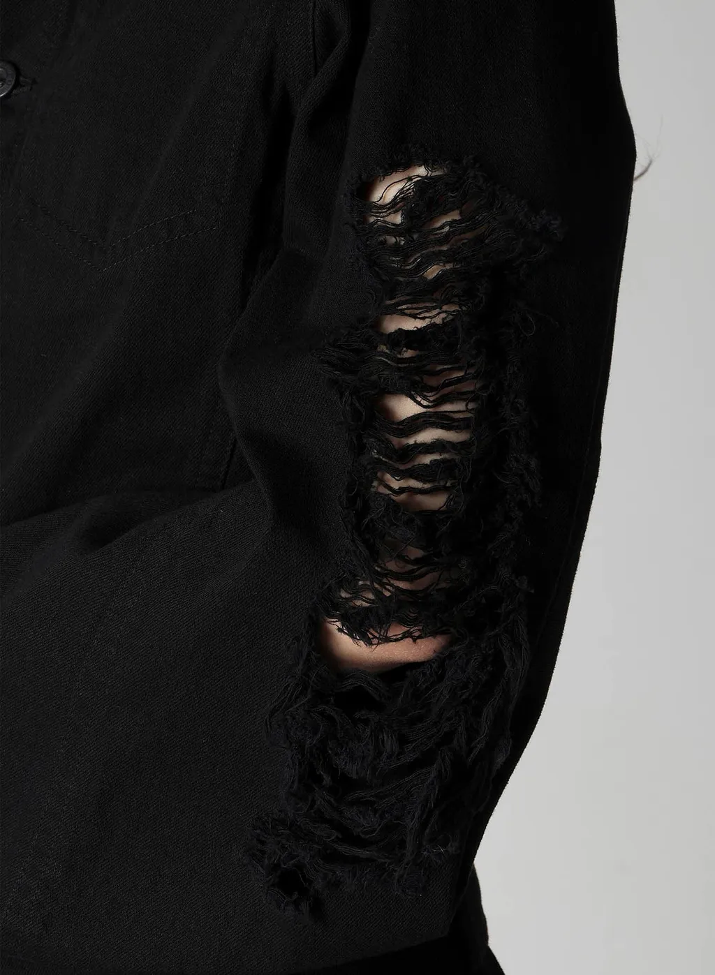 Damaged Denim Designed Sleeve Jacket