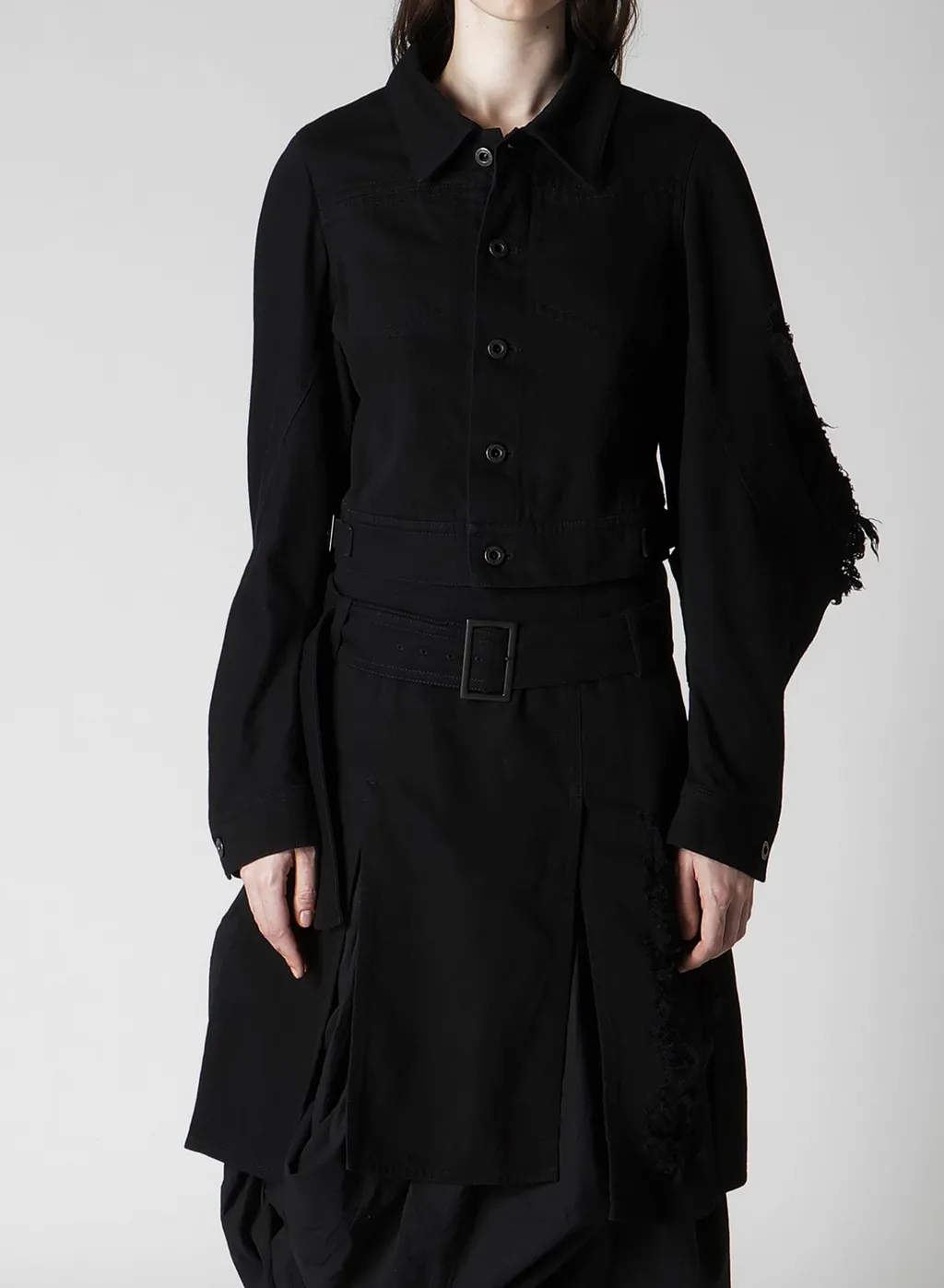 Damaged Denim Designed Sleeve Jacket