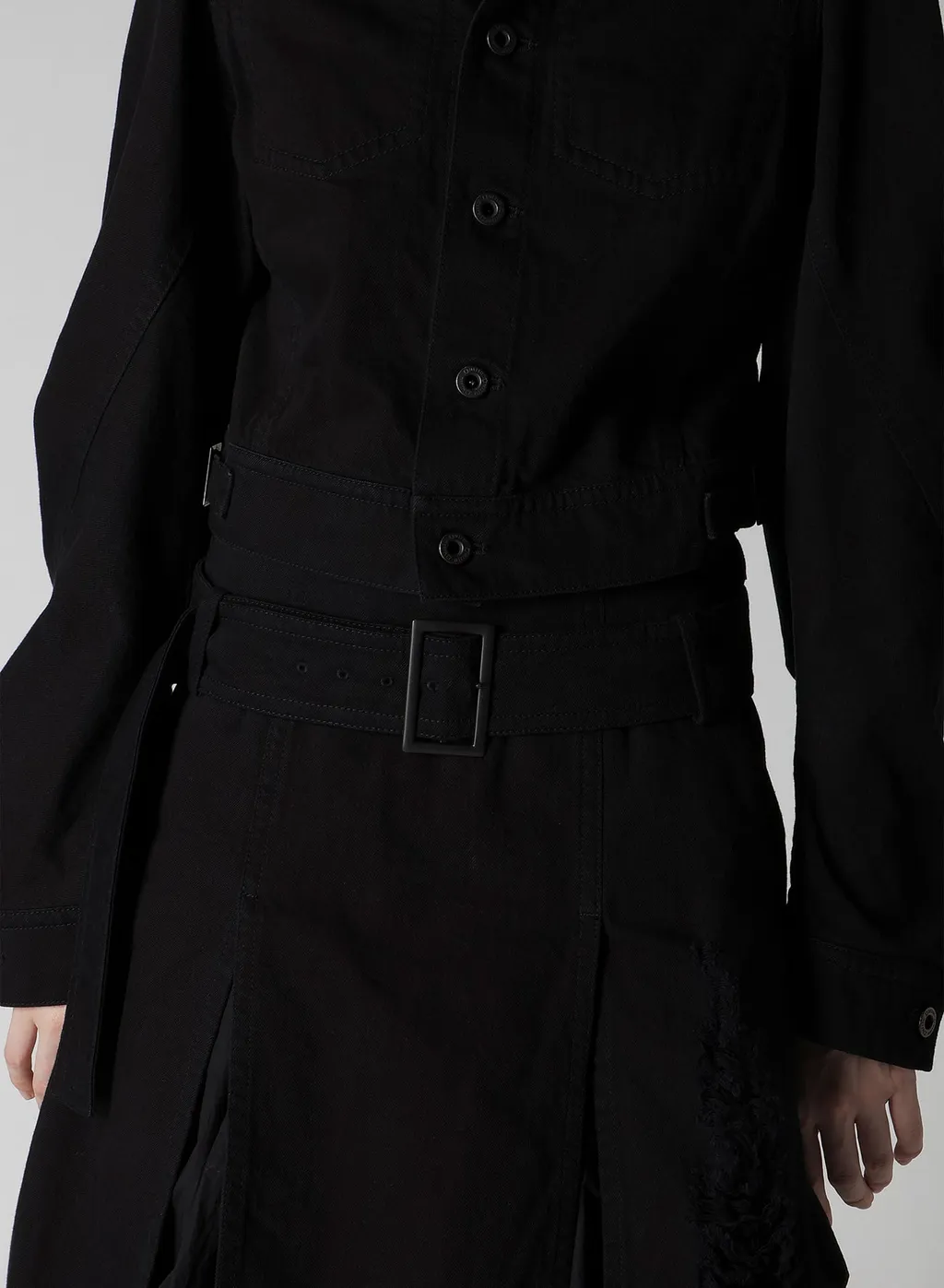 Damaged Denim Designed Sleeve Jacket