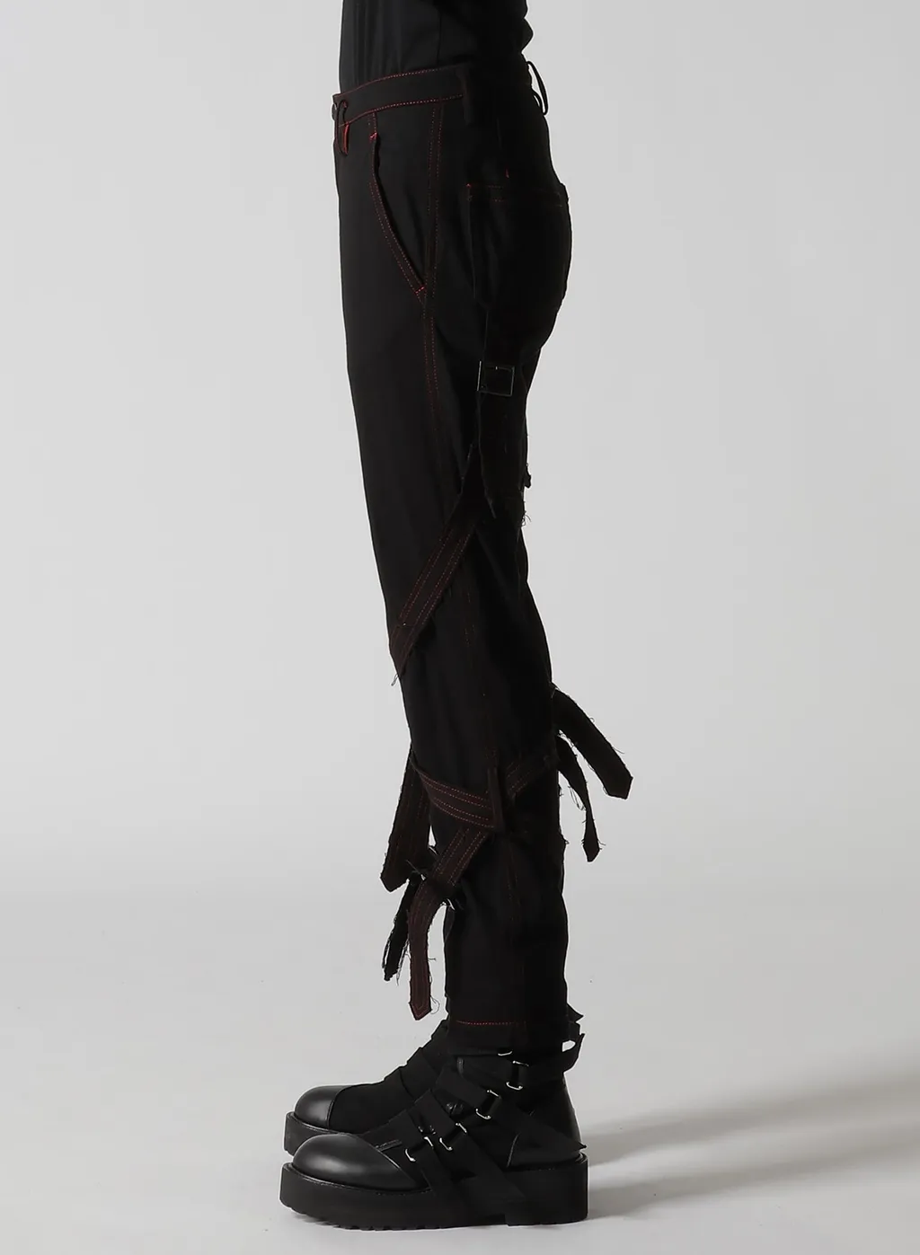 Black Denim Belted Pants