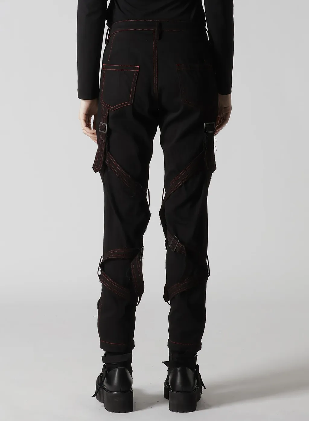 Black Denim Belted Pants