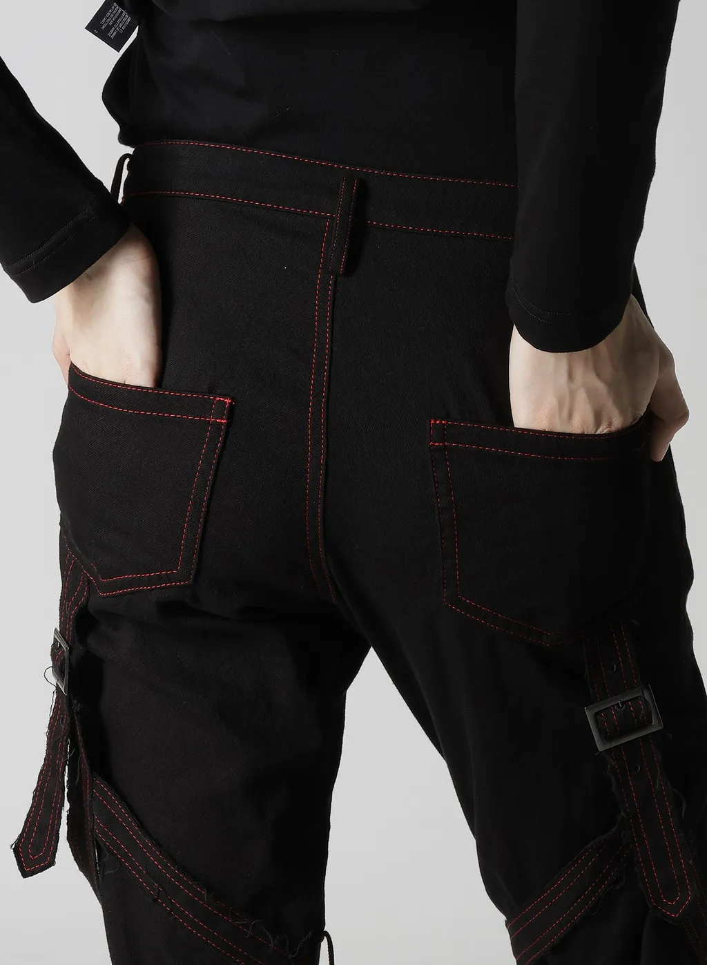 Black Denim Belted Pants