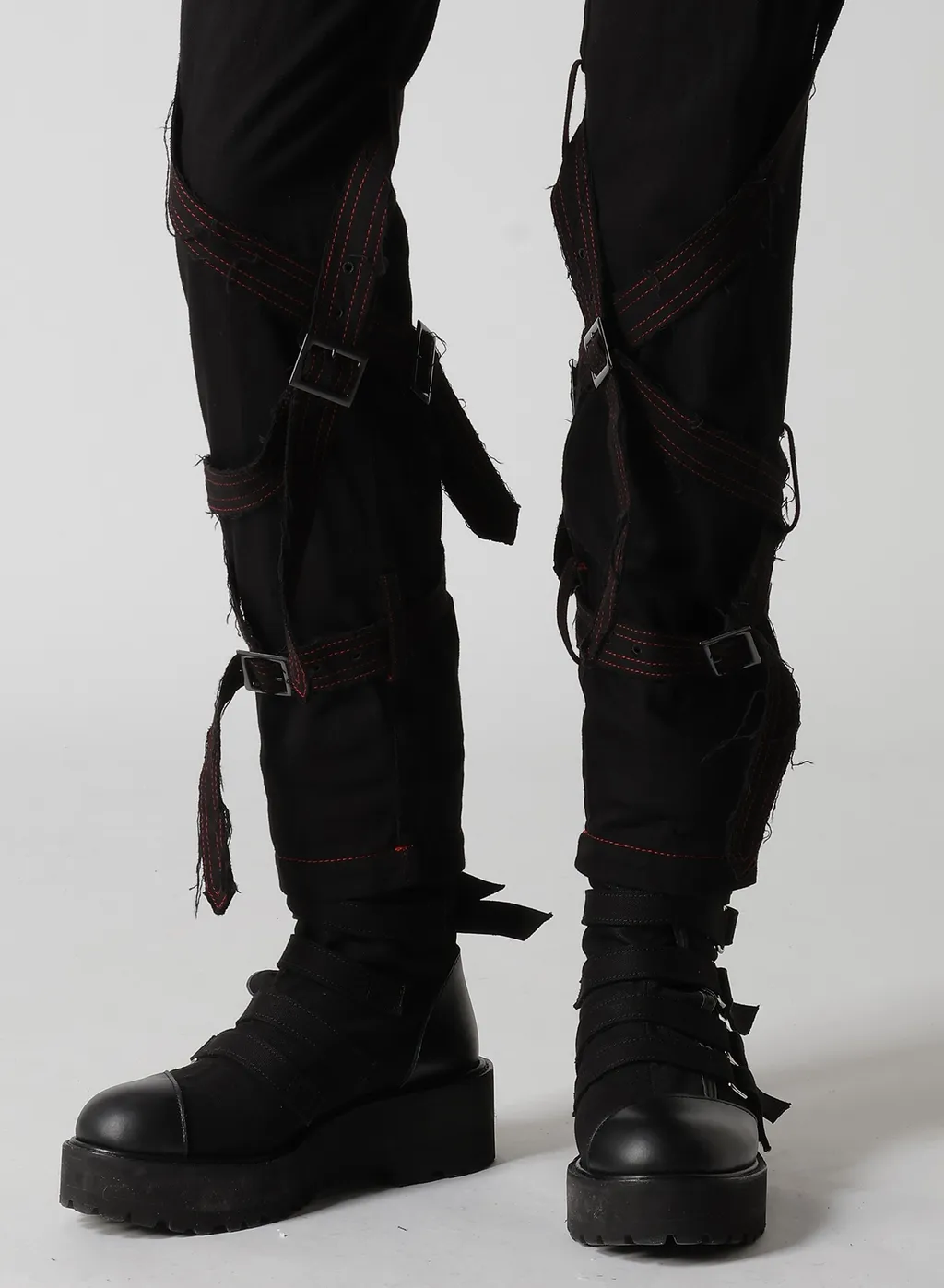 Black Denim Belted Pants