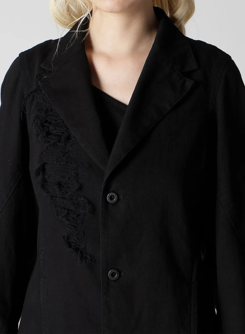 Damaged Denim Designed Sleeve Coat