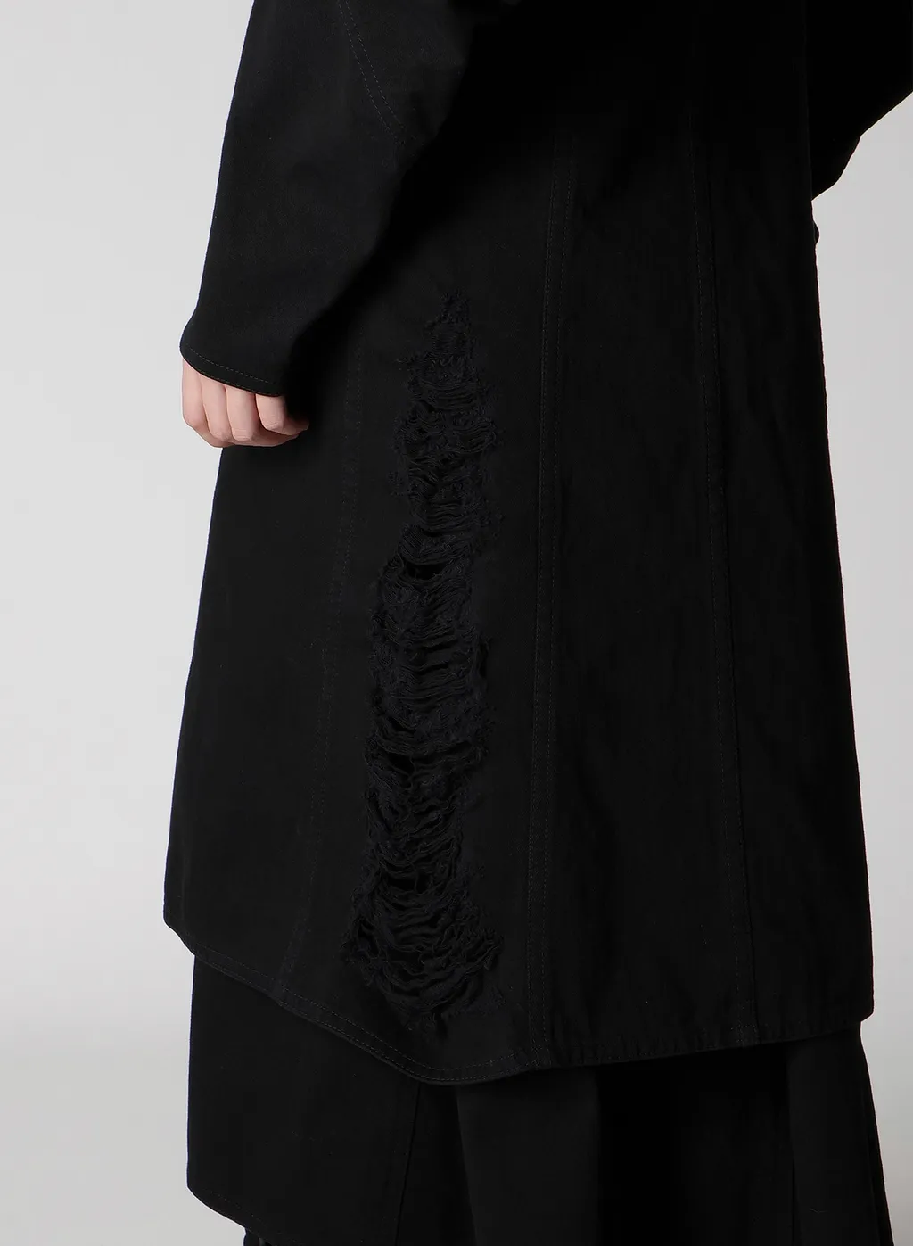 Damaged Denim Designed Sleeve Coat