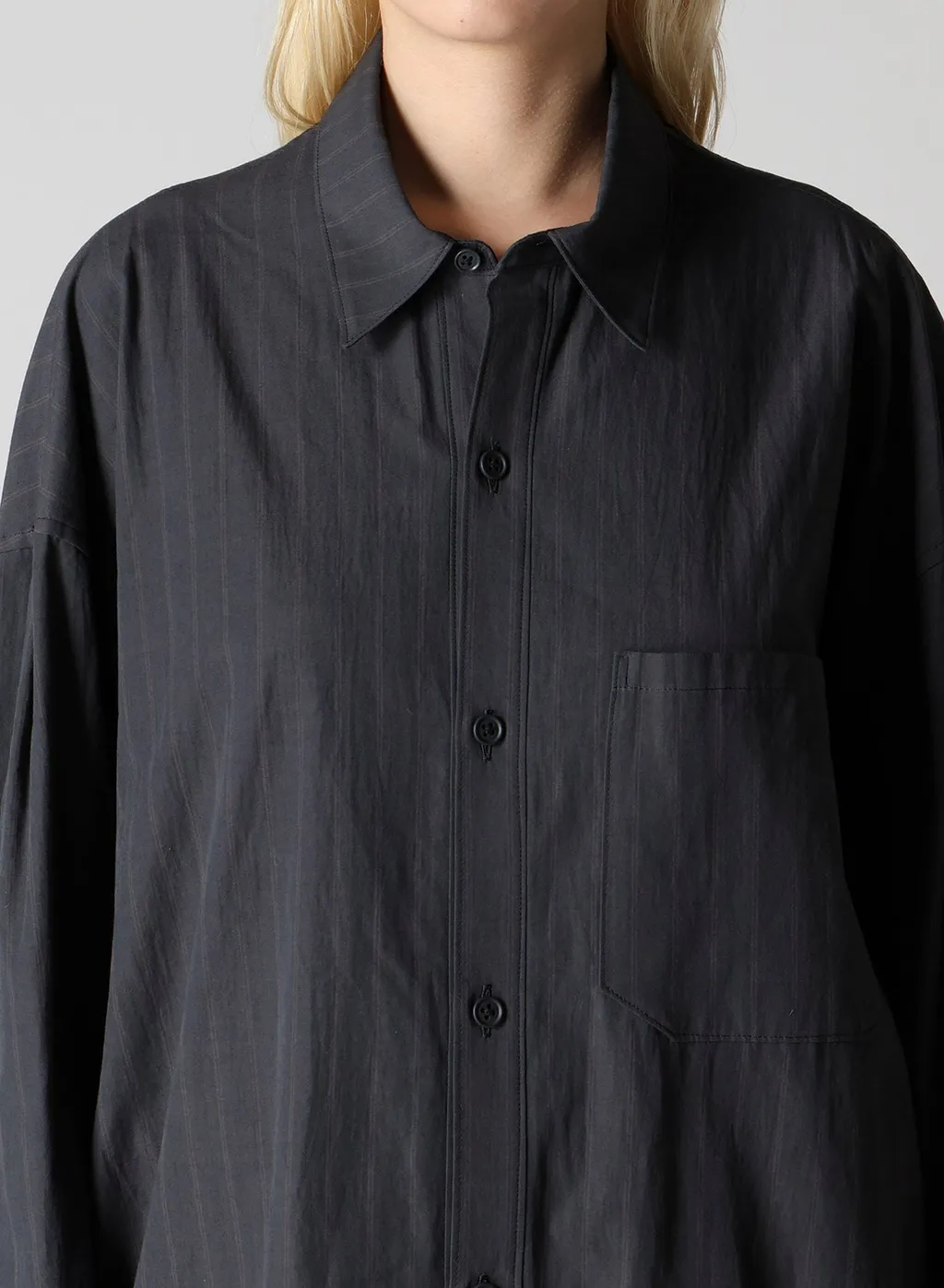 Grey Stripe Shoulder Top Tuck Shirt