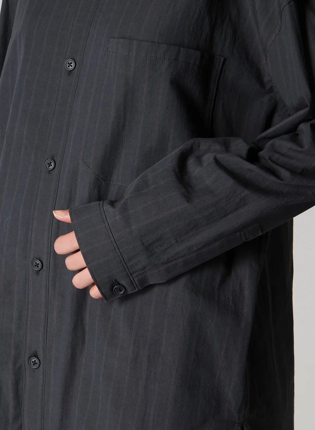 Grey Stripe Shoulder Top Tuck Shirt