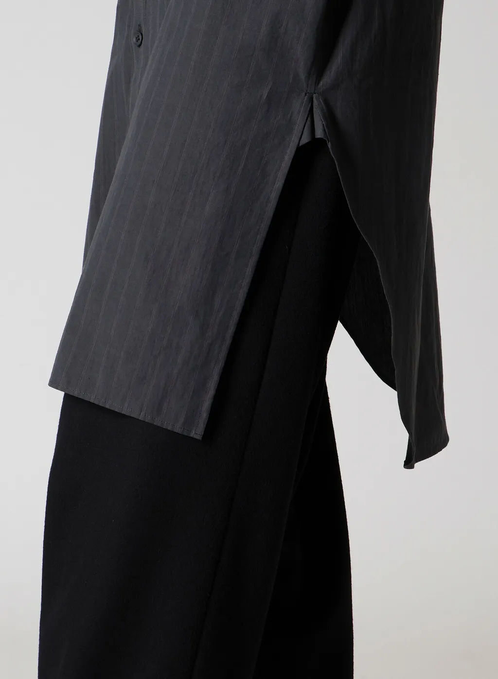 Grey Stripe Shoulder Top Tuck Shirt
