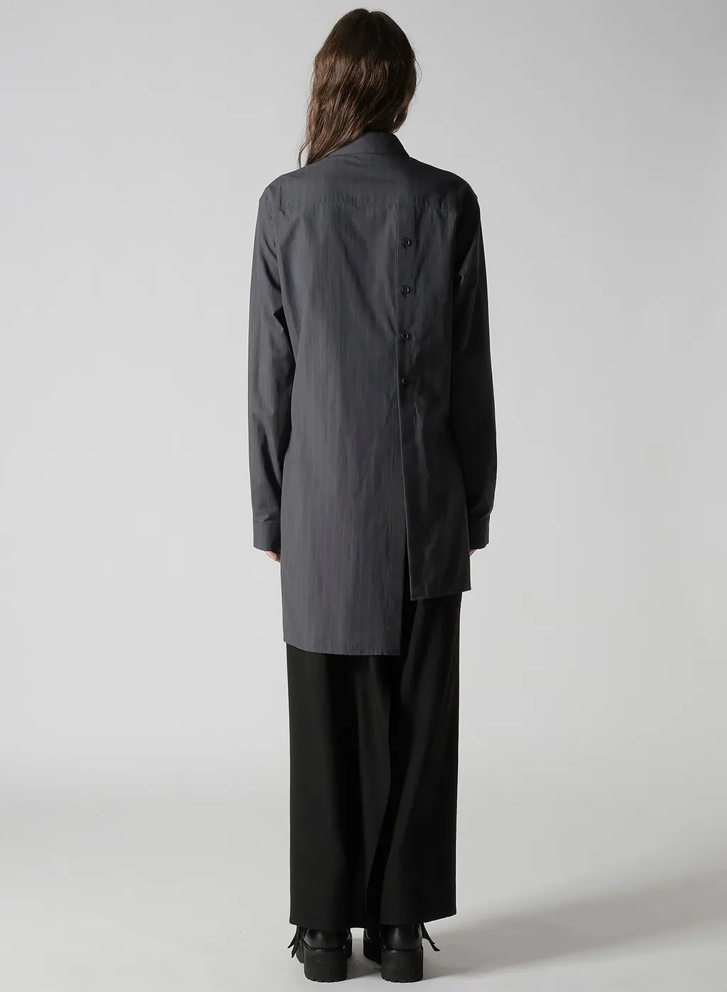 Grey Stripe Back Slit Shirt