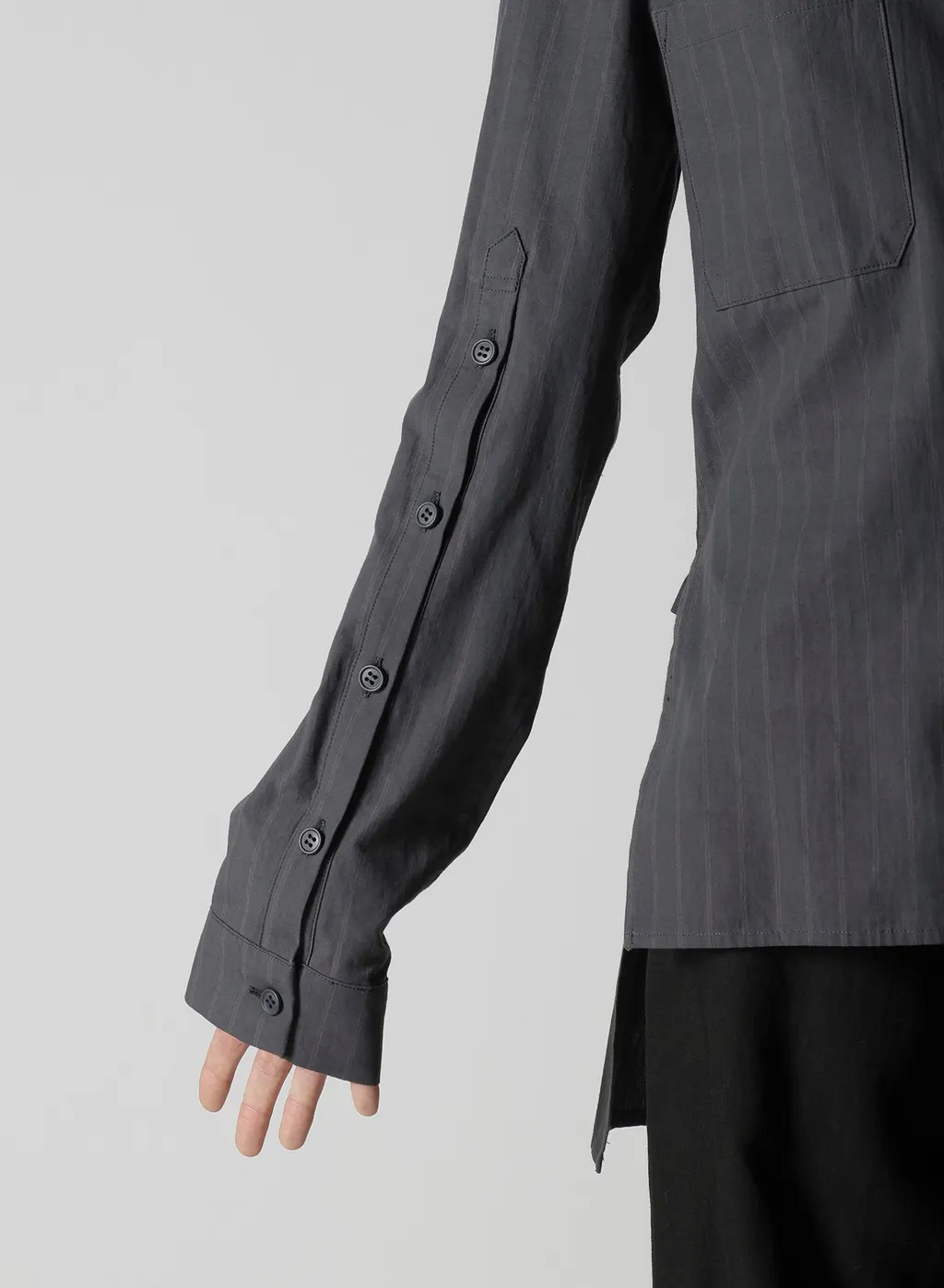 Grey Stripe Back Slit Shirt