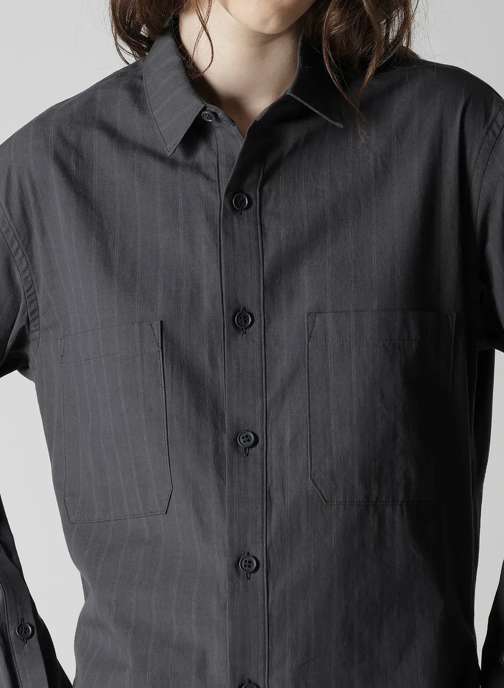Grey Stripe Back Slit Shirt