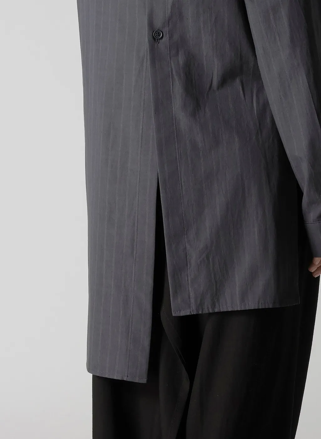 Grey Stripe Back Slit Shirt