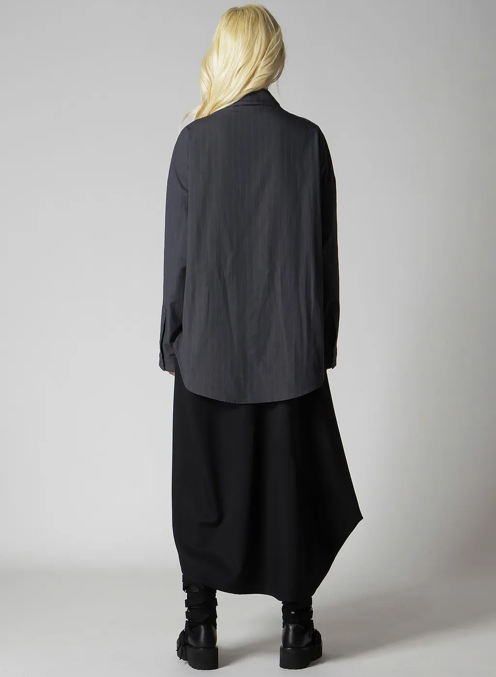 Grey Stripe Double Collar Shirt
