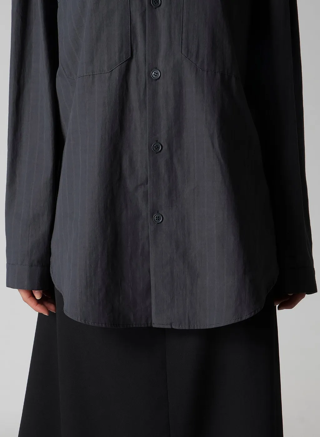 Grey Stripe Double Collar Shirt