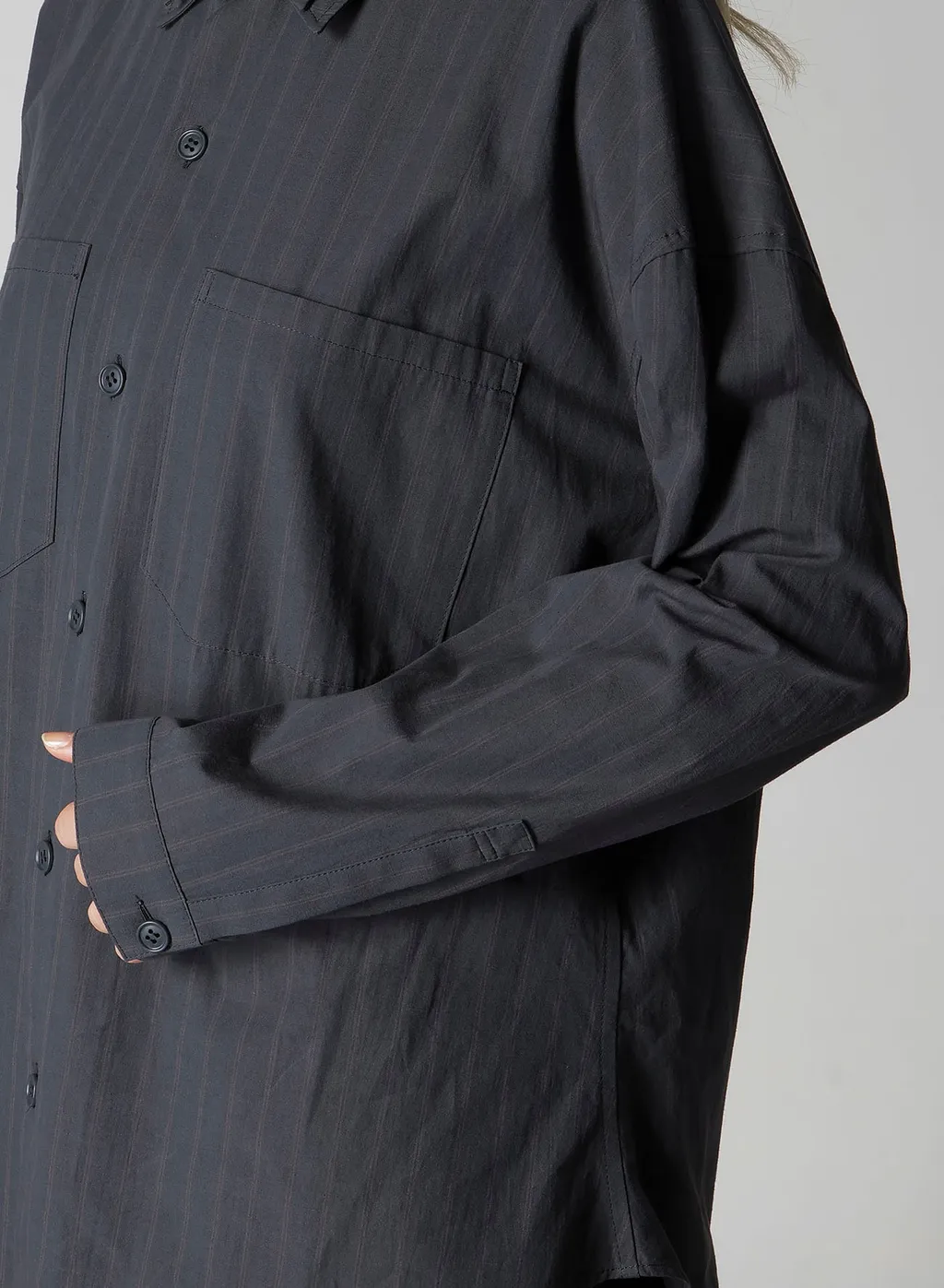 Grey Stripe Double Collar Shirt