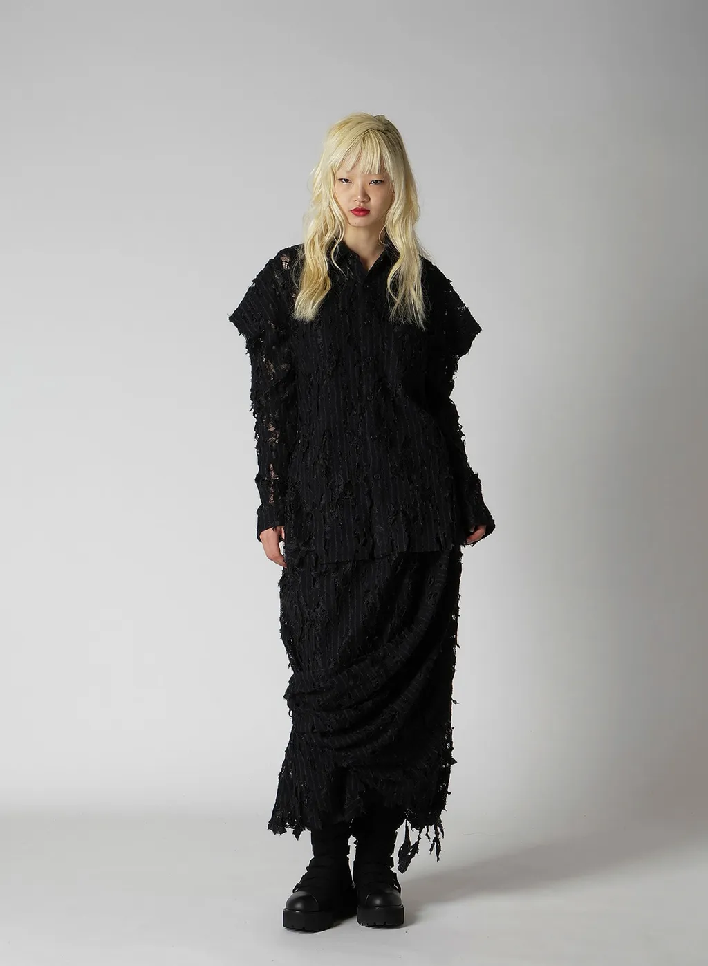 Dameged Stripe Twist Skirt