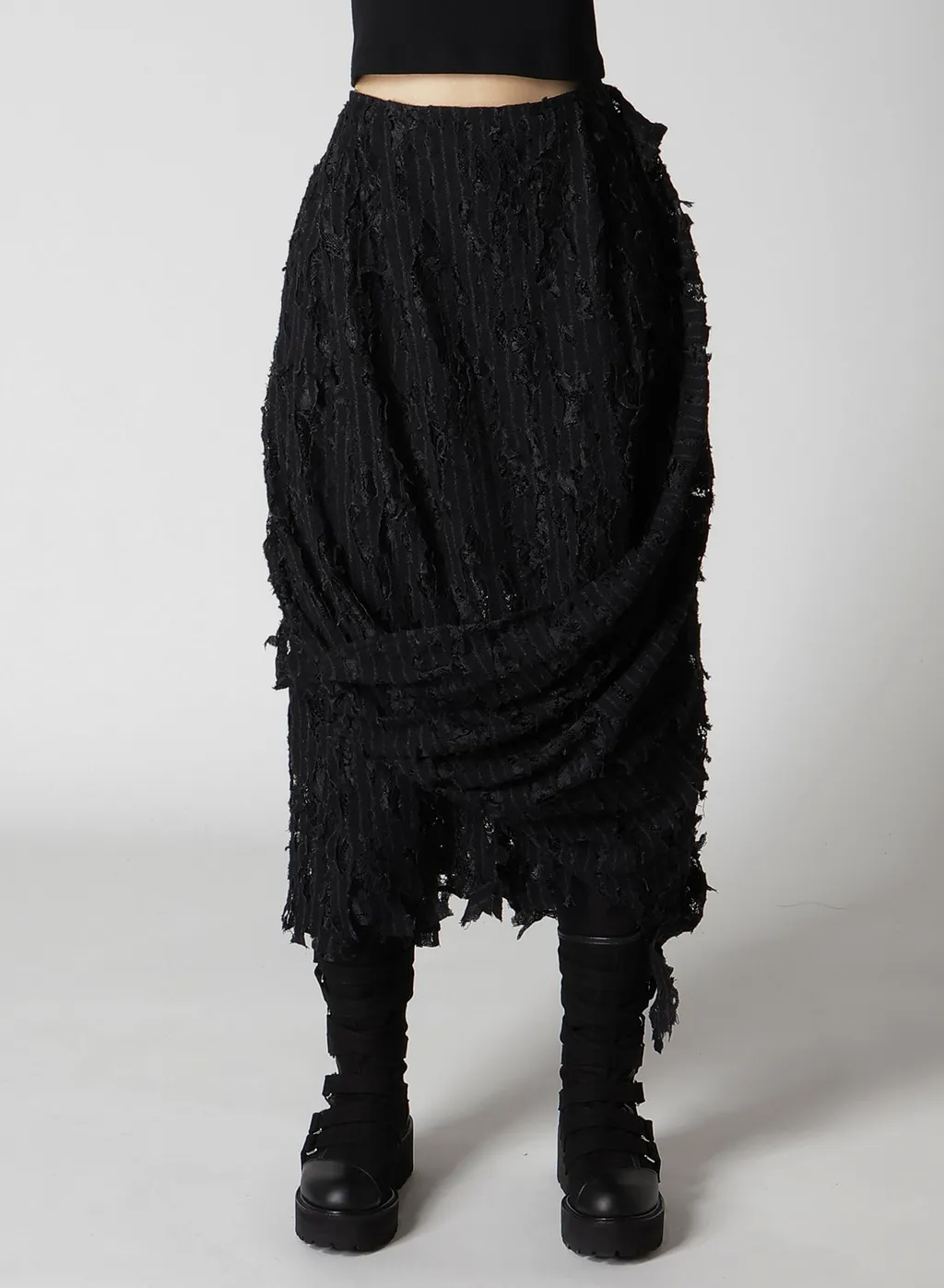 Dameged Stripe Twist Skirt