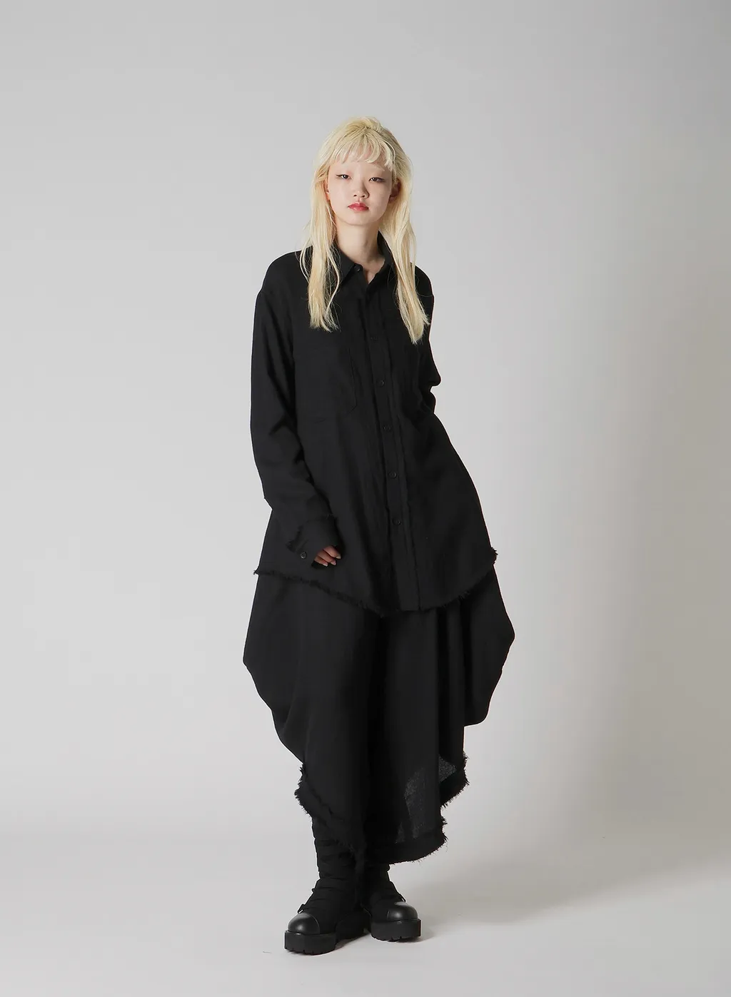 Wool Viyella Hem Puff Shirt