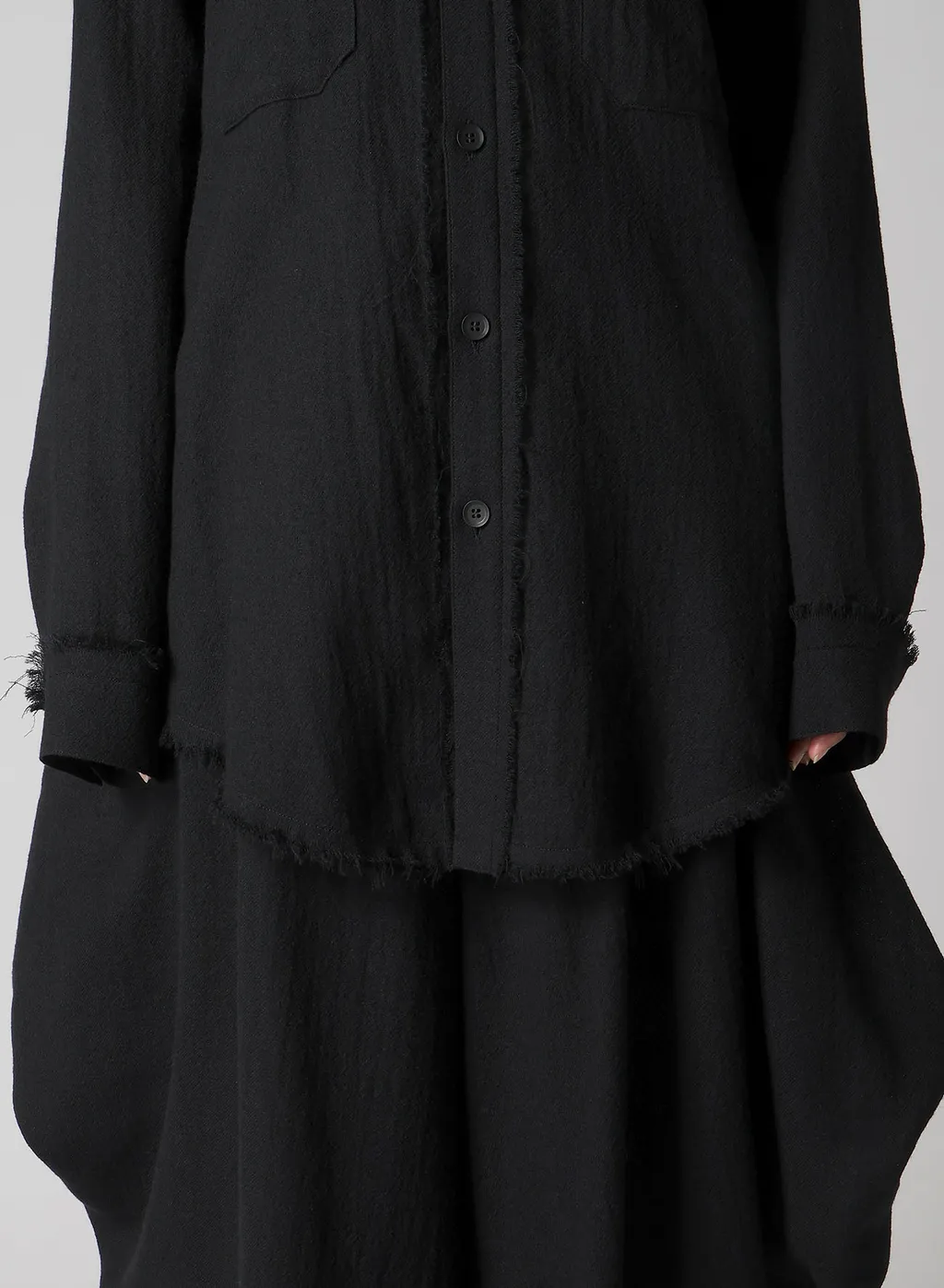 Wool Viyella Hem Puff Shirt