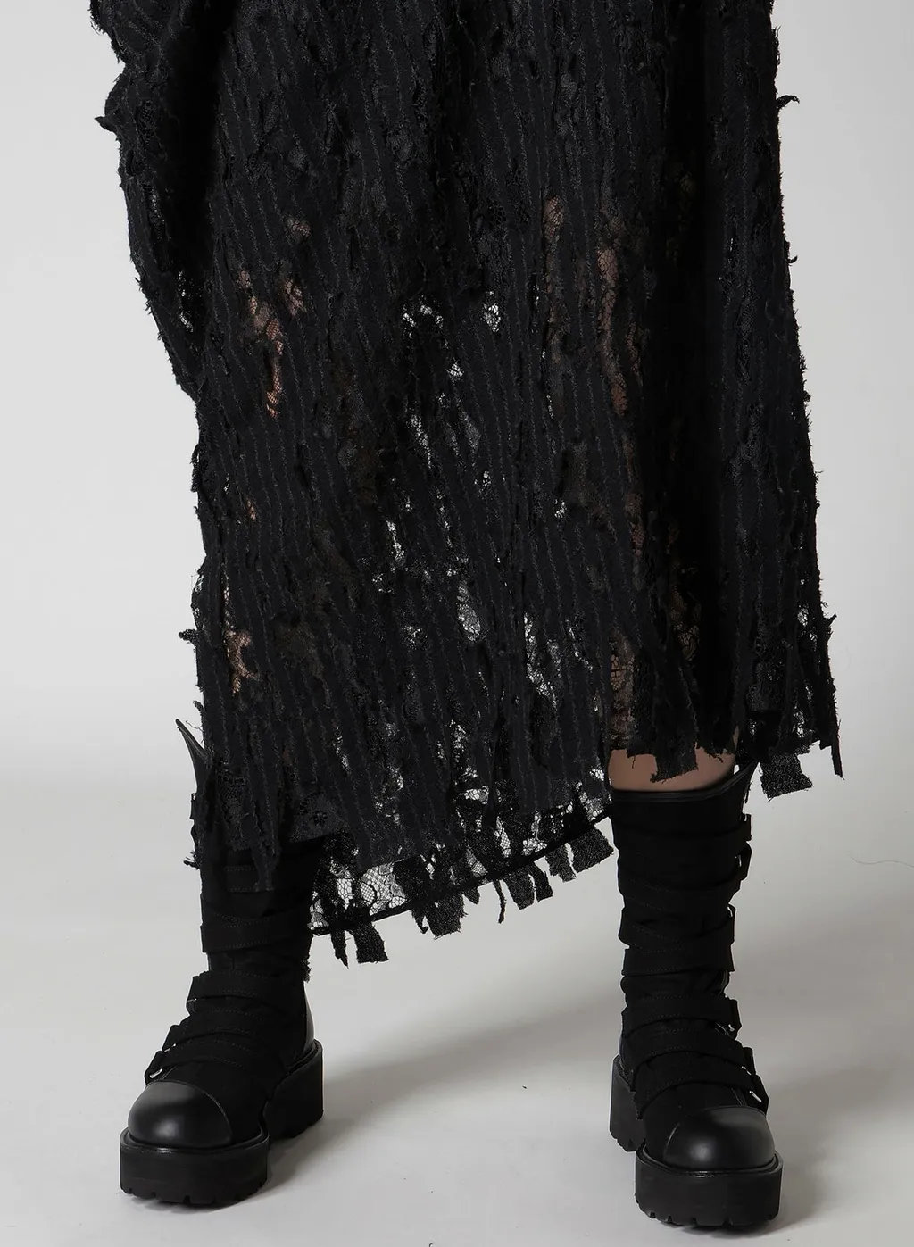 Dameged Stripe Puff Skirt