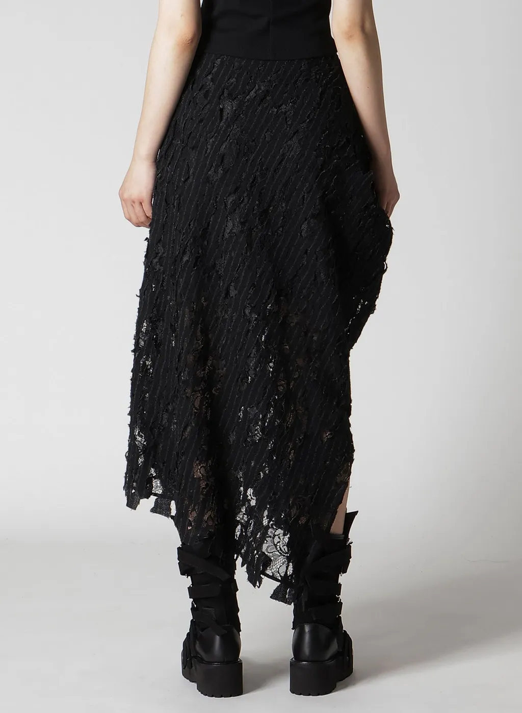 Dameged Stripe Puff Skirt
