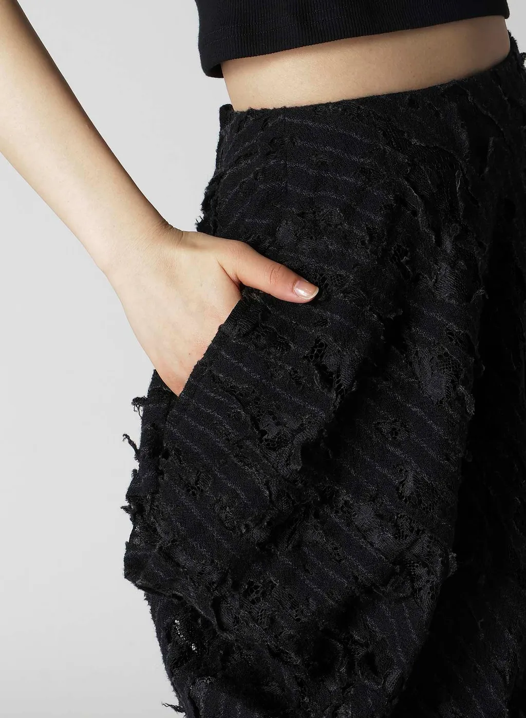 Dameged Stripe Puff Skirt