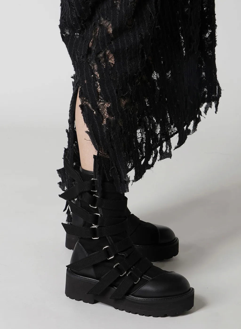 Dameged Stripe Puff Skirt