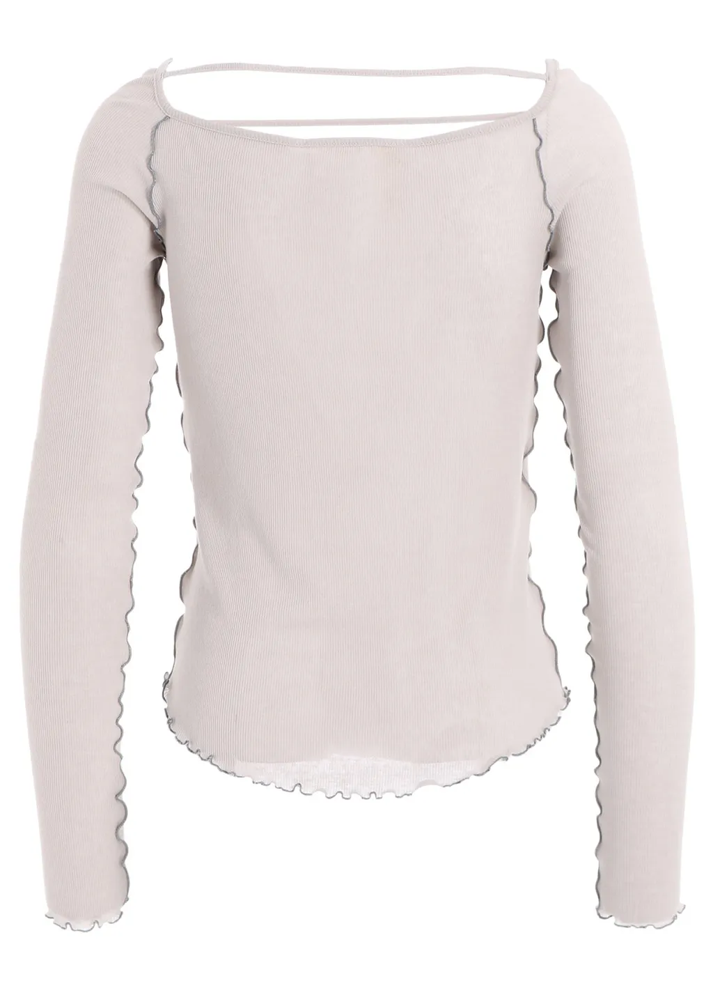 Rib Stitch Square Neck Long Sleeve T-Shirt