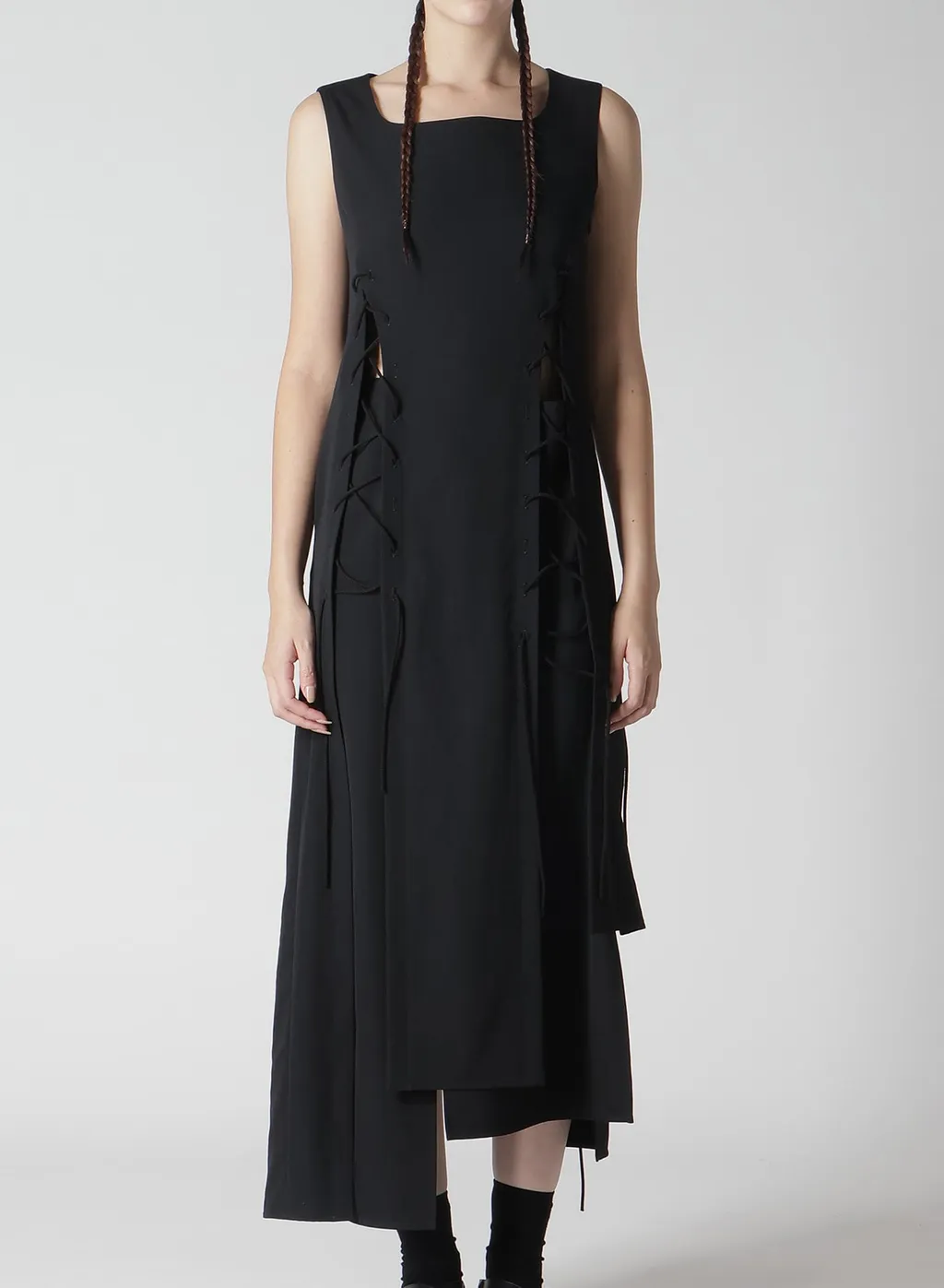 Wool Gabardine Lace-Up Dress