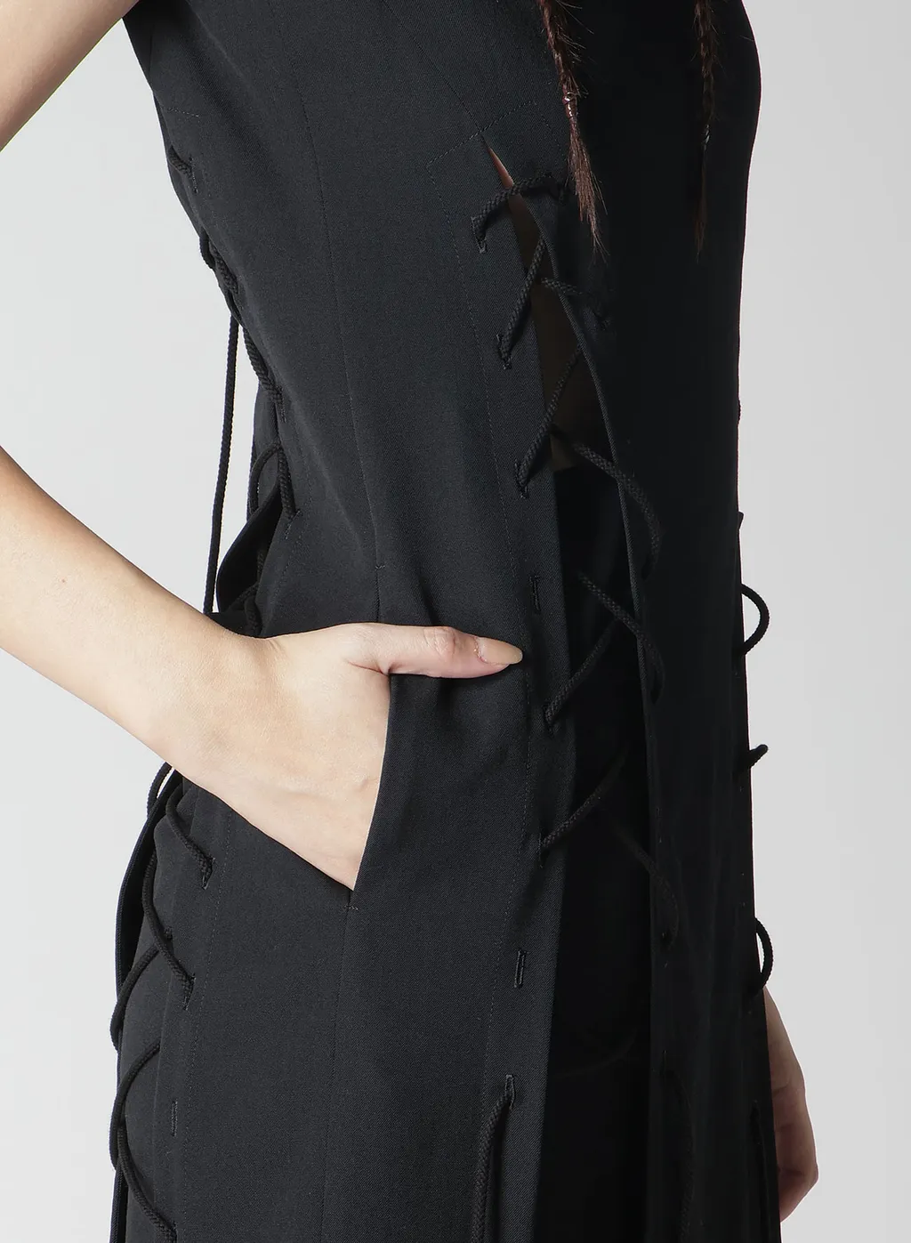 Wool Gabardine Lace-Up Dress