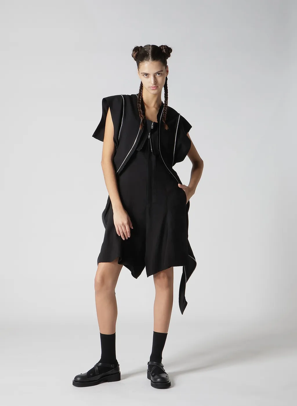 Hard Twist Gabardine Back Ribbon Short Ovealls