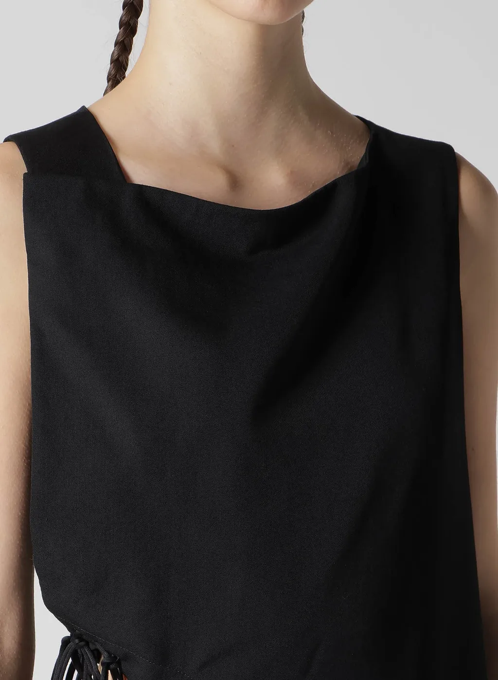 Wool Gabardine Waist Lave-Up Dress