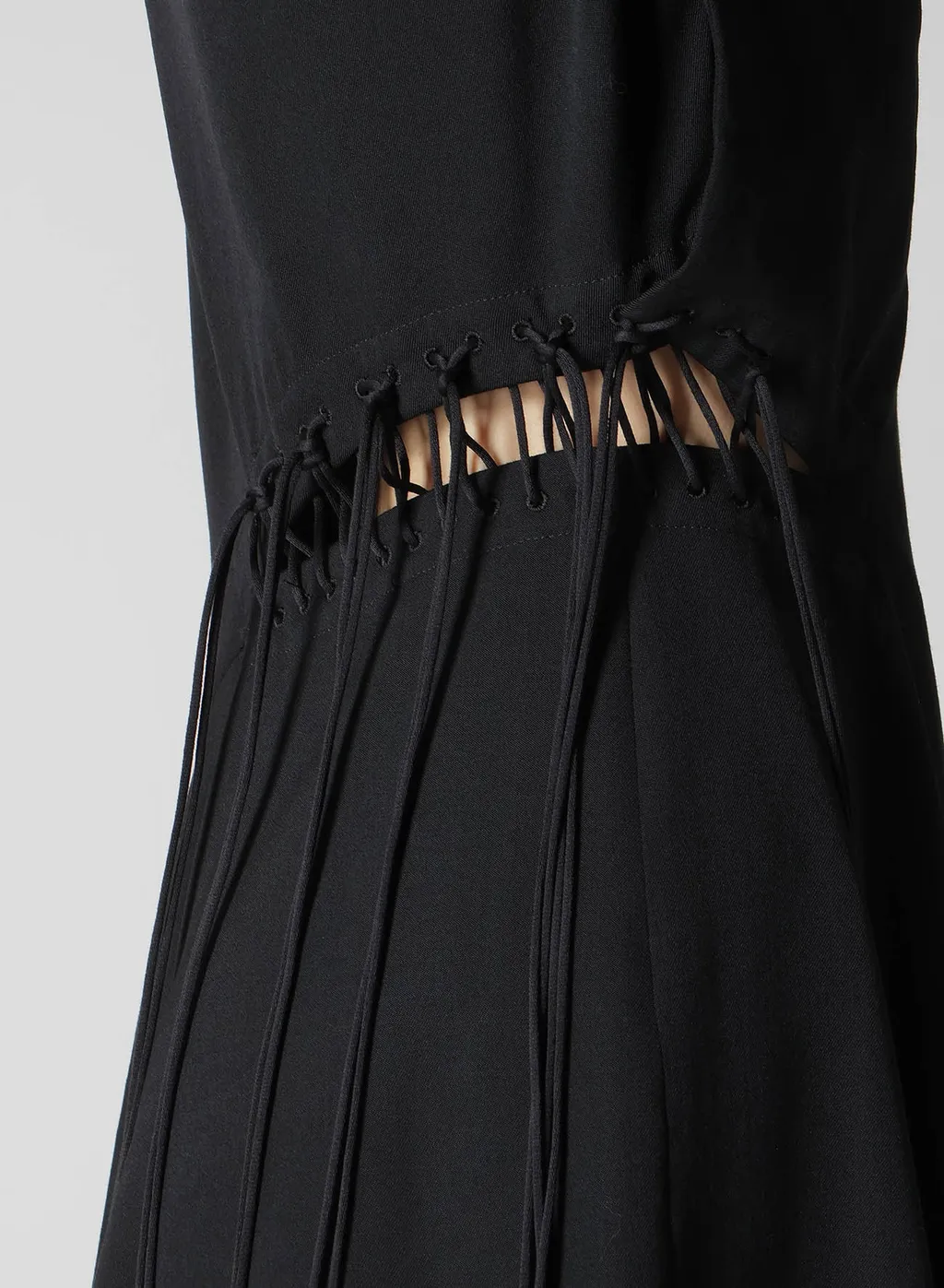 Wool Gabardine Waist Lave-Up Dress
